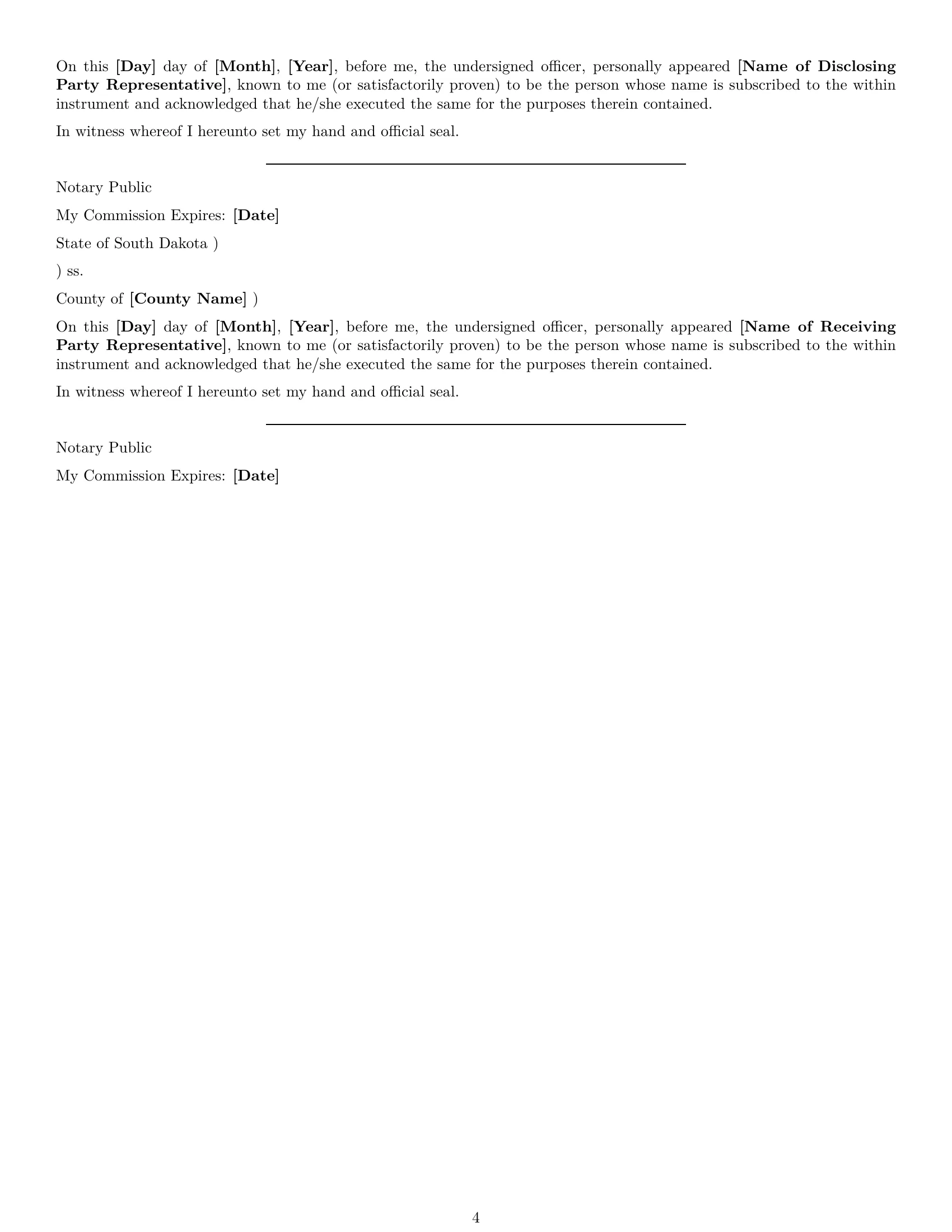 Preview page 4 of Free South Dakota consultant nda template