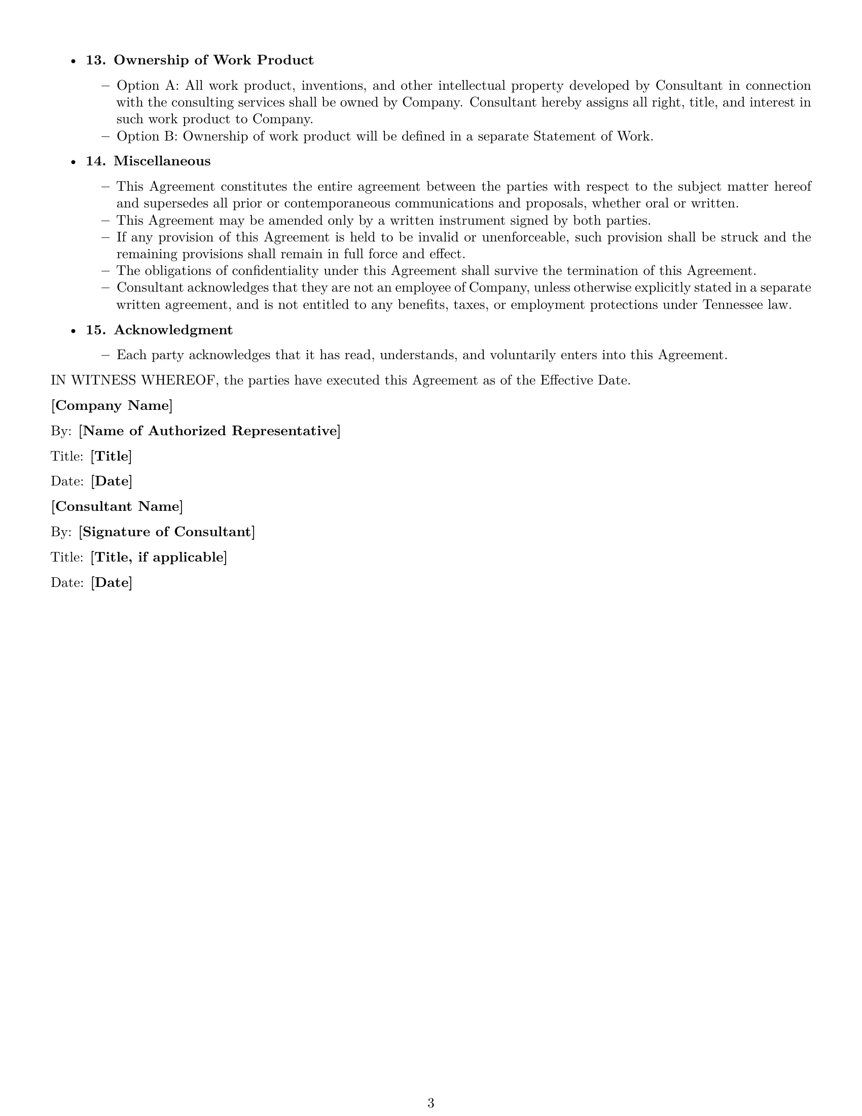 Preview page 3 of Free Tennessee consultant nda template