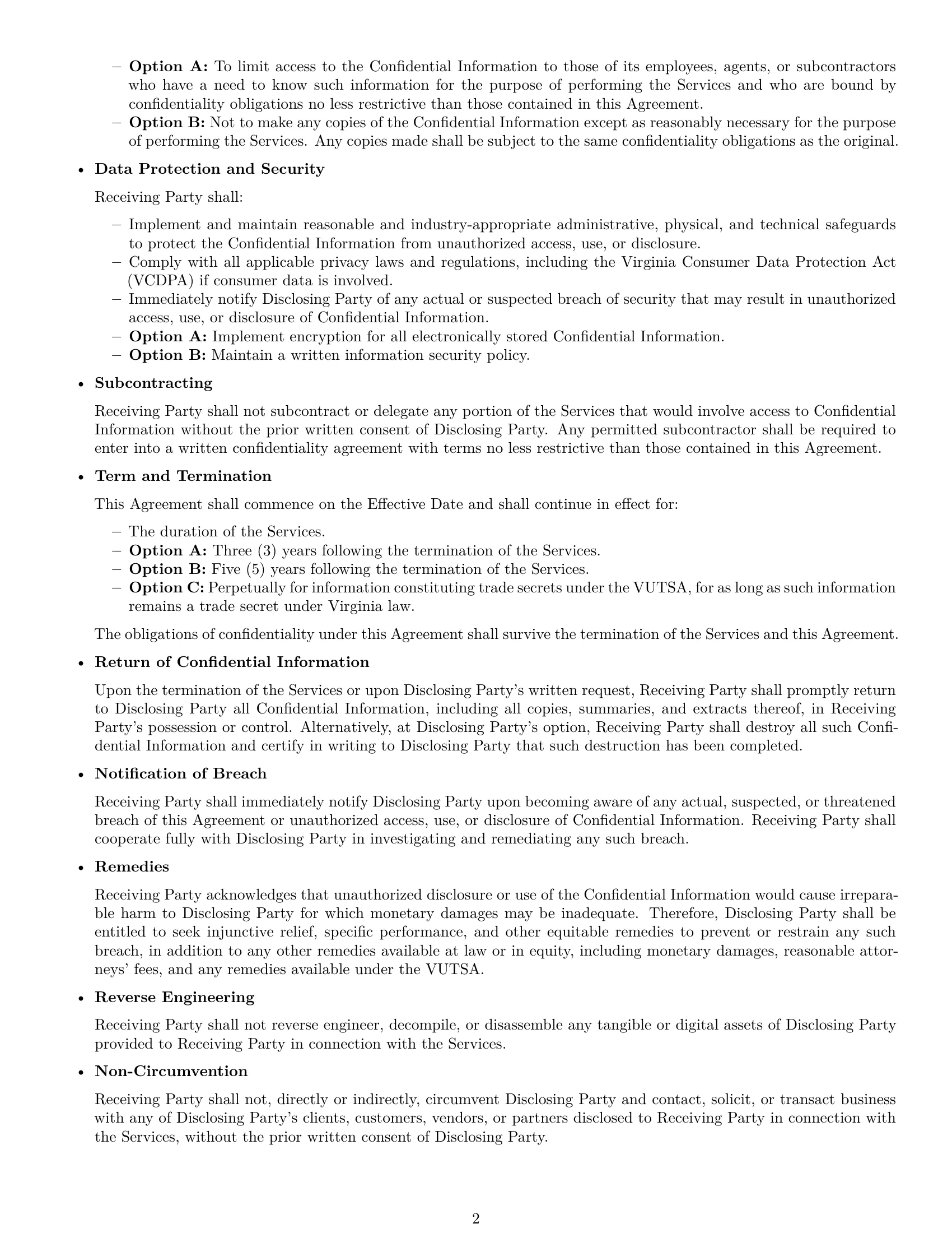 Preview page 2 of Free Virginia consultant nda template