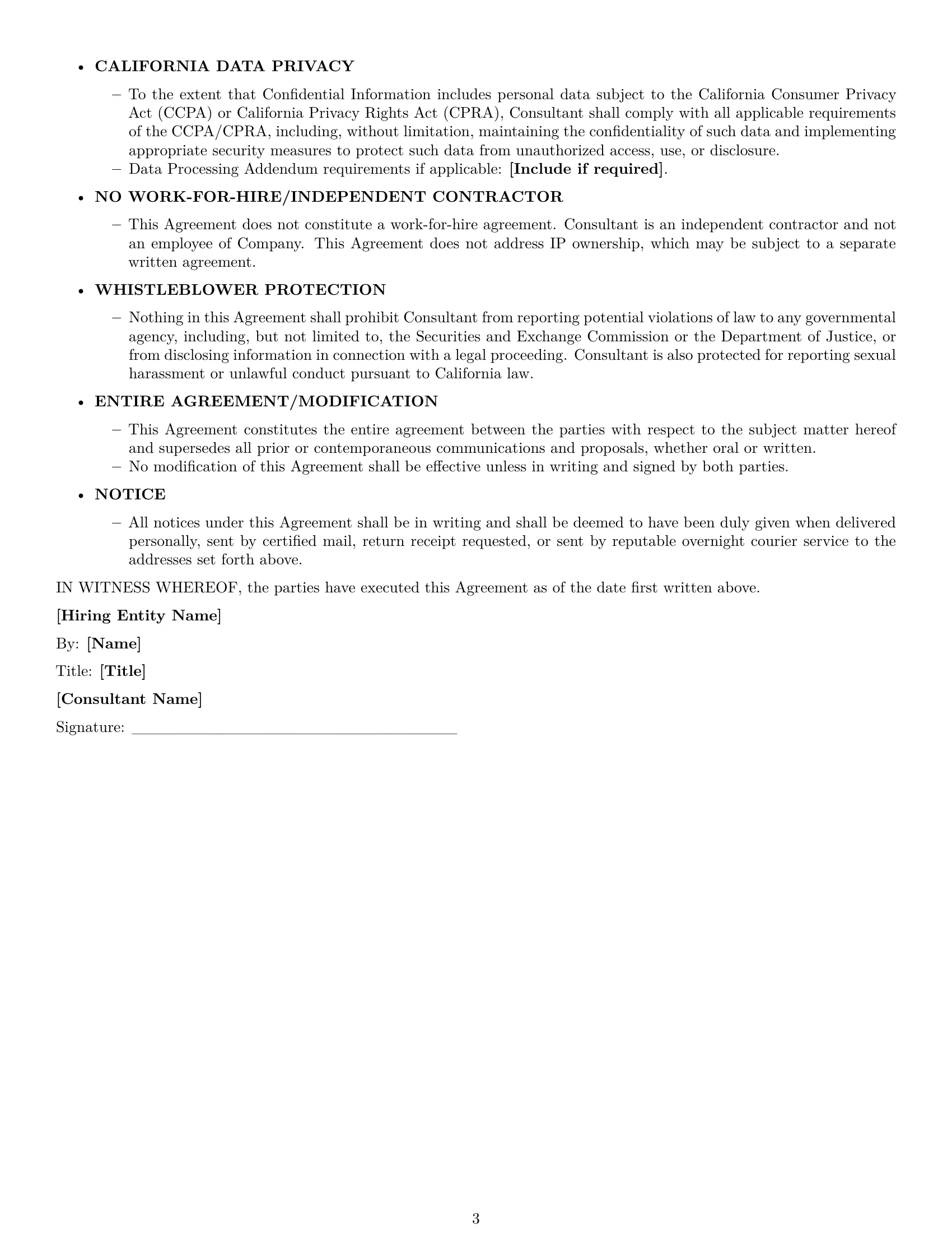 Preview page 3 of Free California consultant nda template
