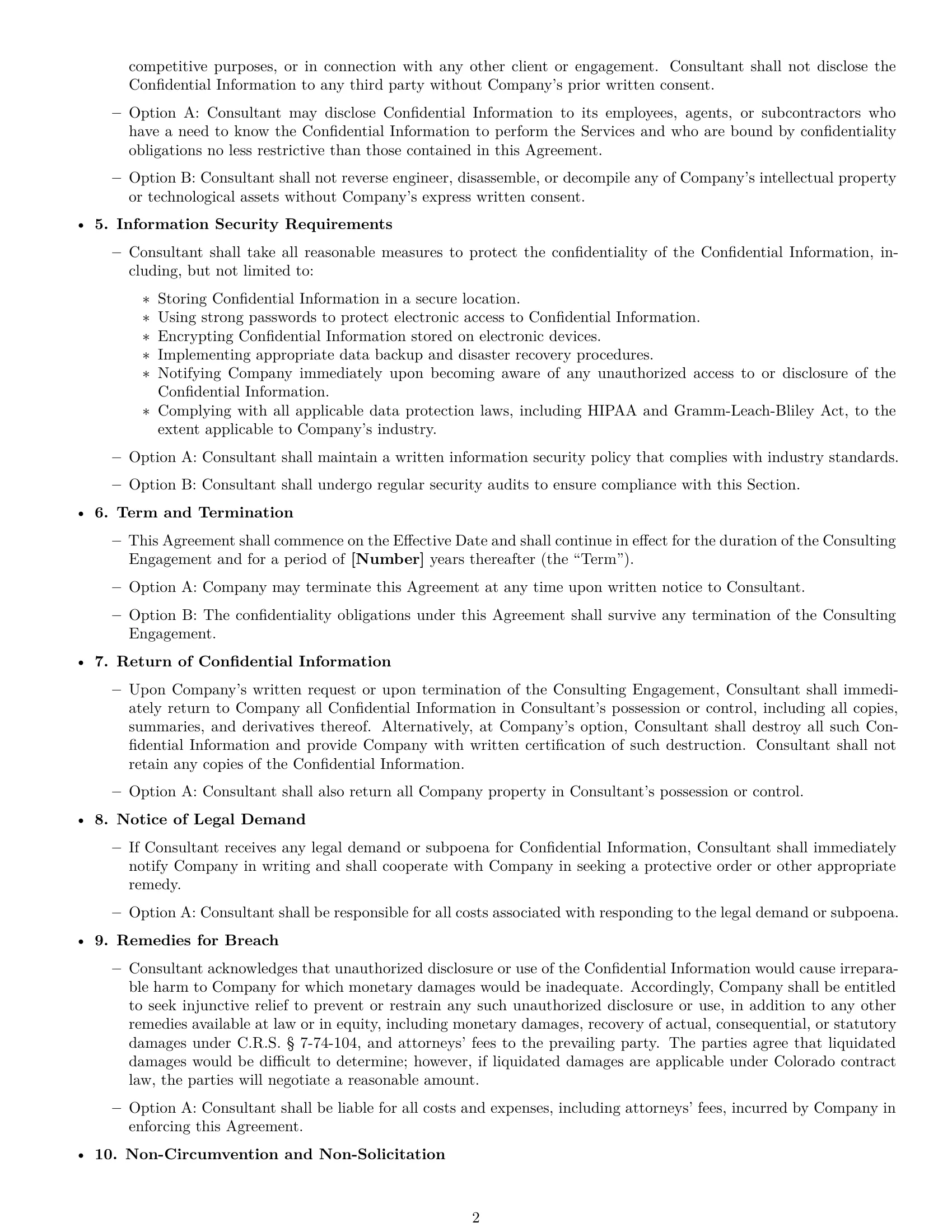Preview page 2 of Free Colorado consultant nda template
