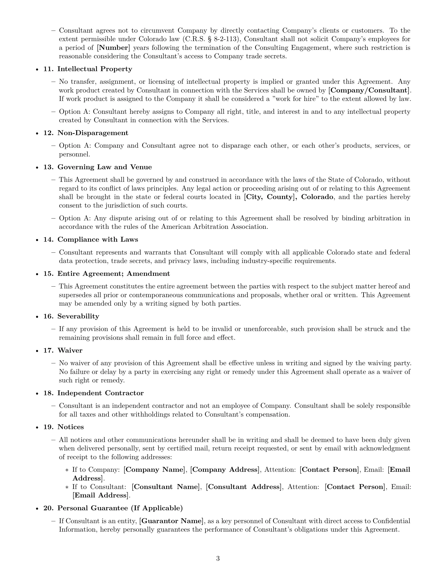 Preview page 3 of Free Colorado consultant nda template