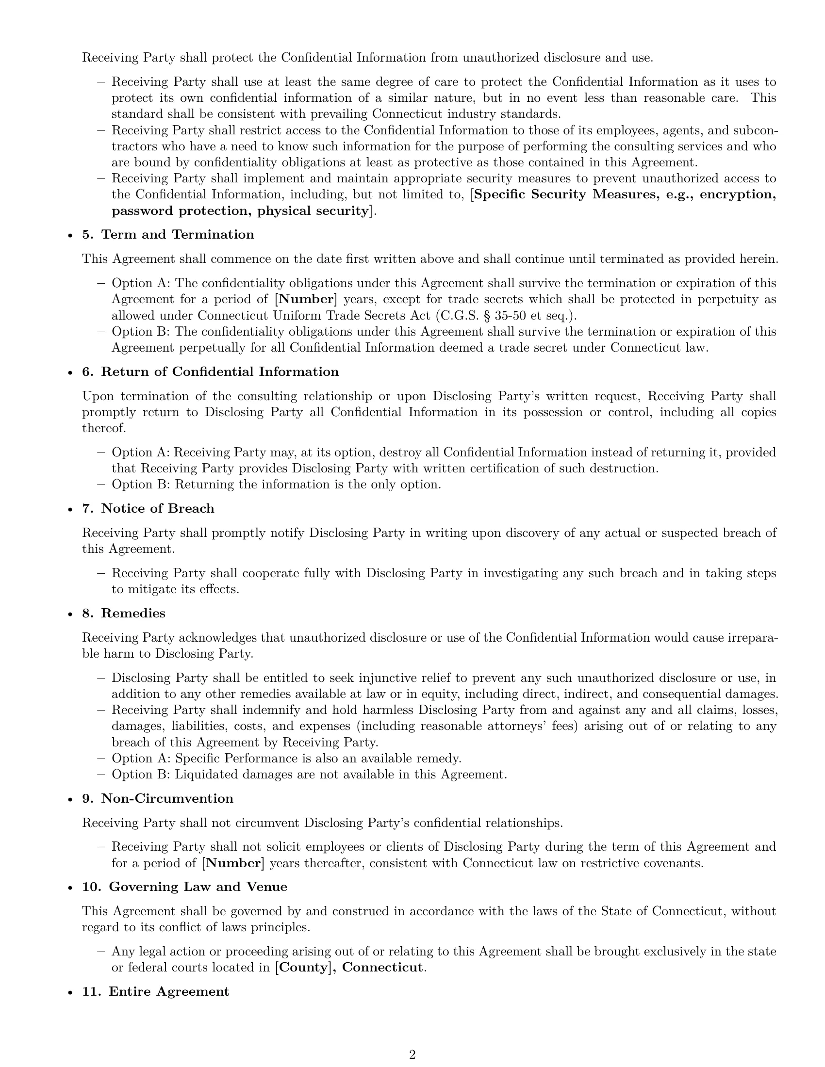 Preview page 2 of Free Connecticut consultant nda template