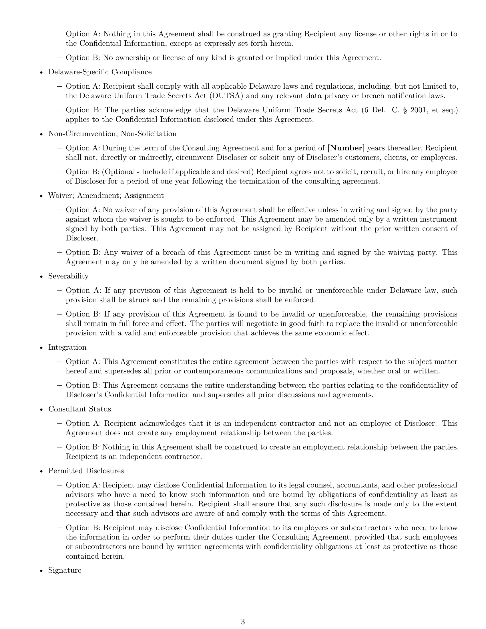 Preview page 3 of Free Delaware consultant nda template