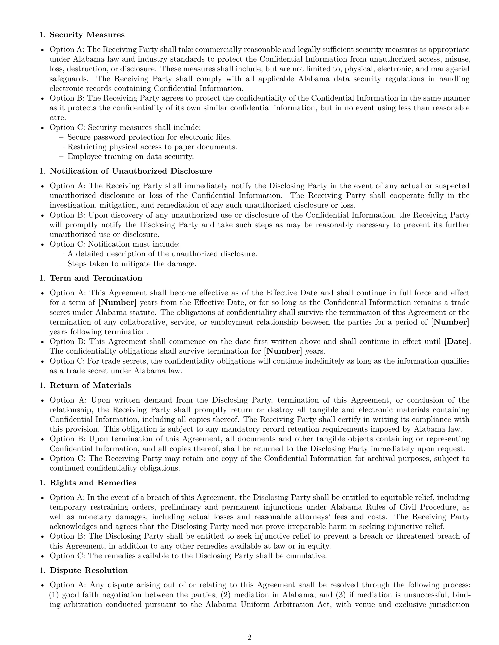 Preview page 2 of Free Alabama mutual nda template