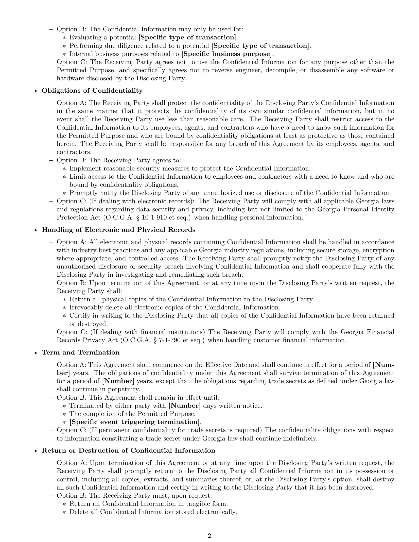 Preview page 2 of Free Georgia mutual nda template