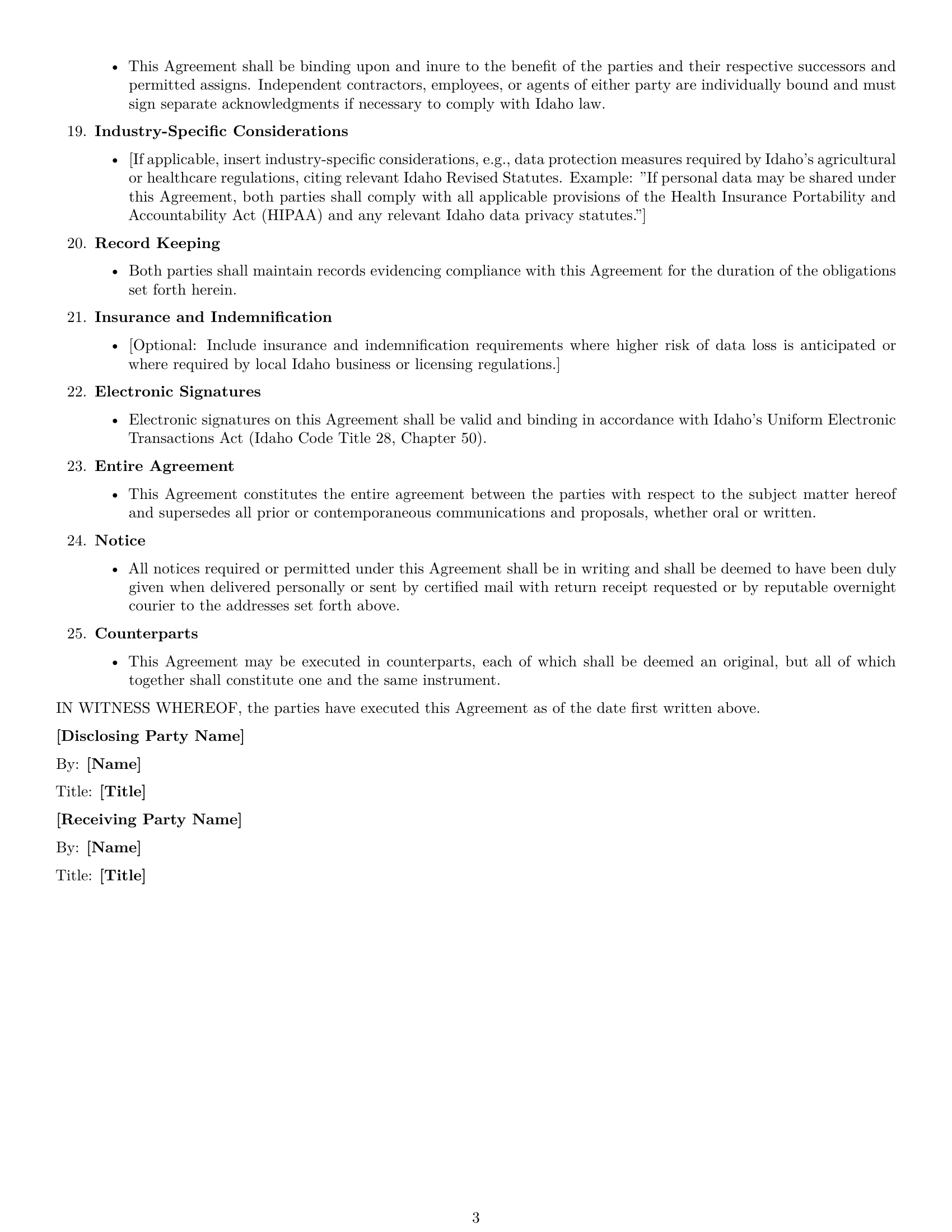 Preview page 3 of Free Idaho mutual nda template