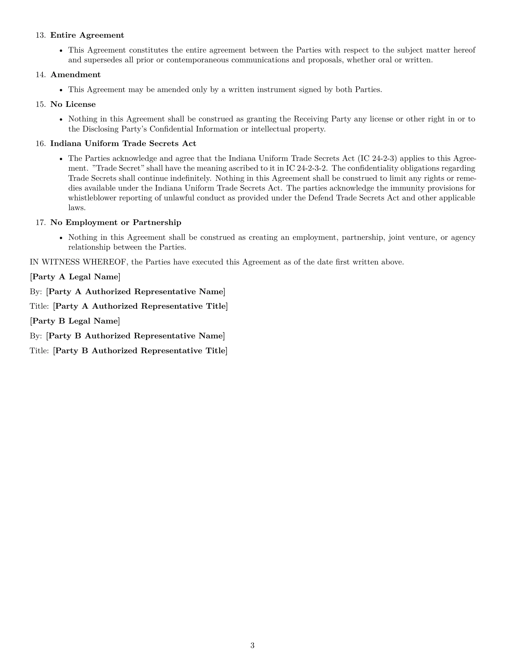 Preview page 3 of Free Indiana mutual nda template