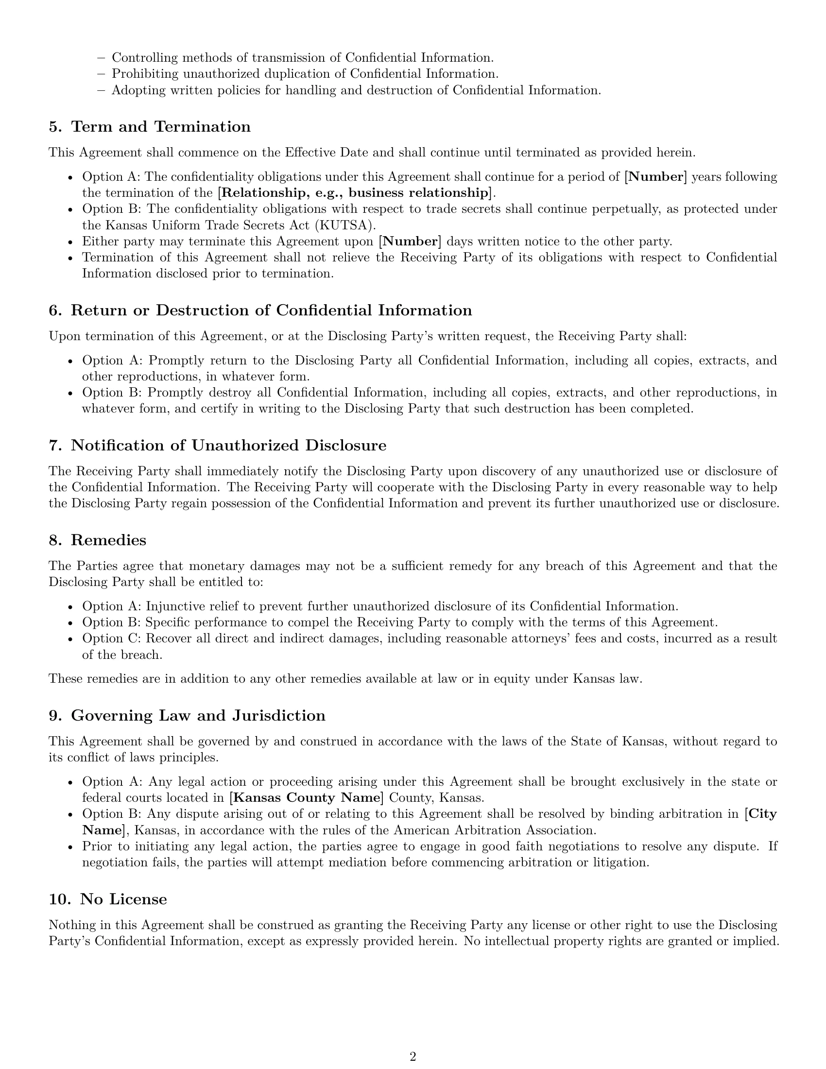 Preview page 2 of Free Kansas mutual nda template