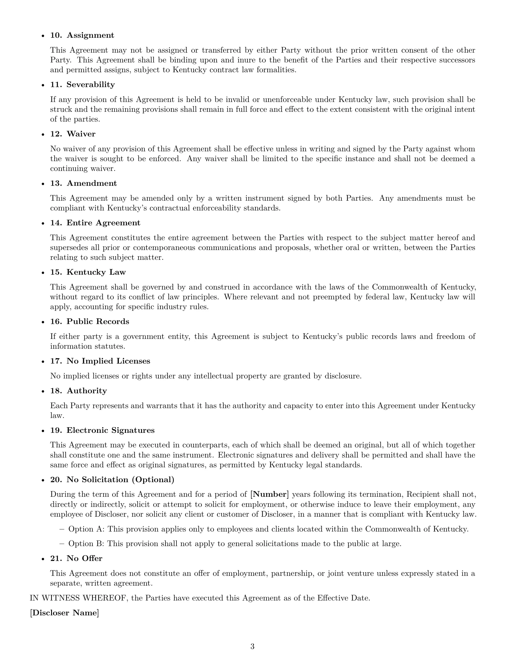 Preview page 3 of Free Kentucky mutual nda template