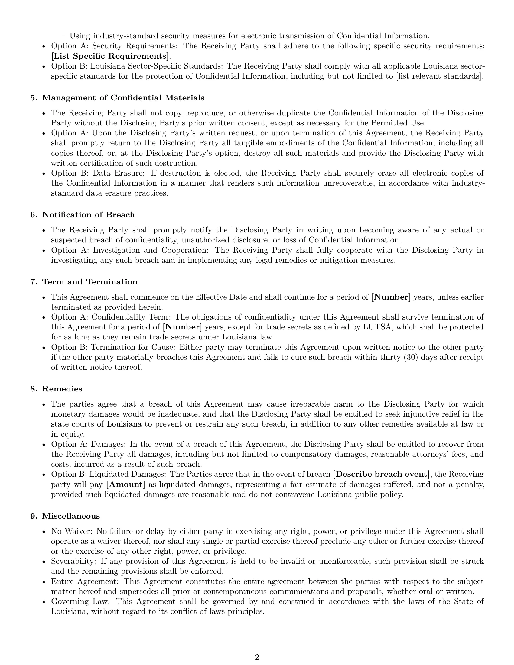 Preview page 2 of Free Louisiana mutual nda template