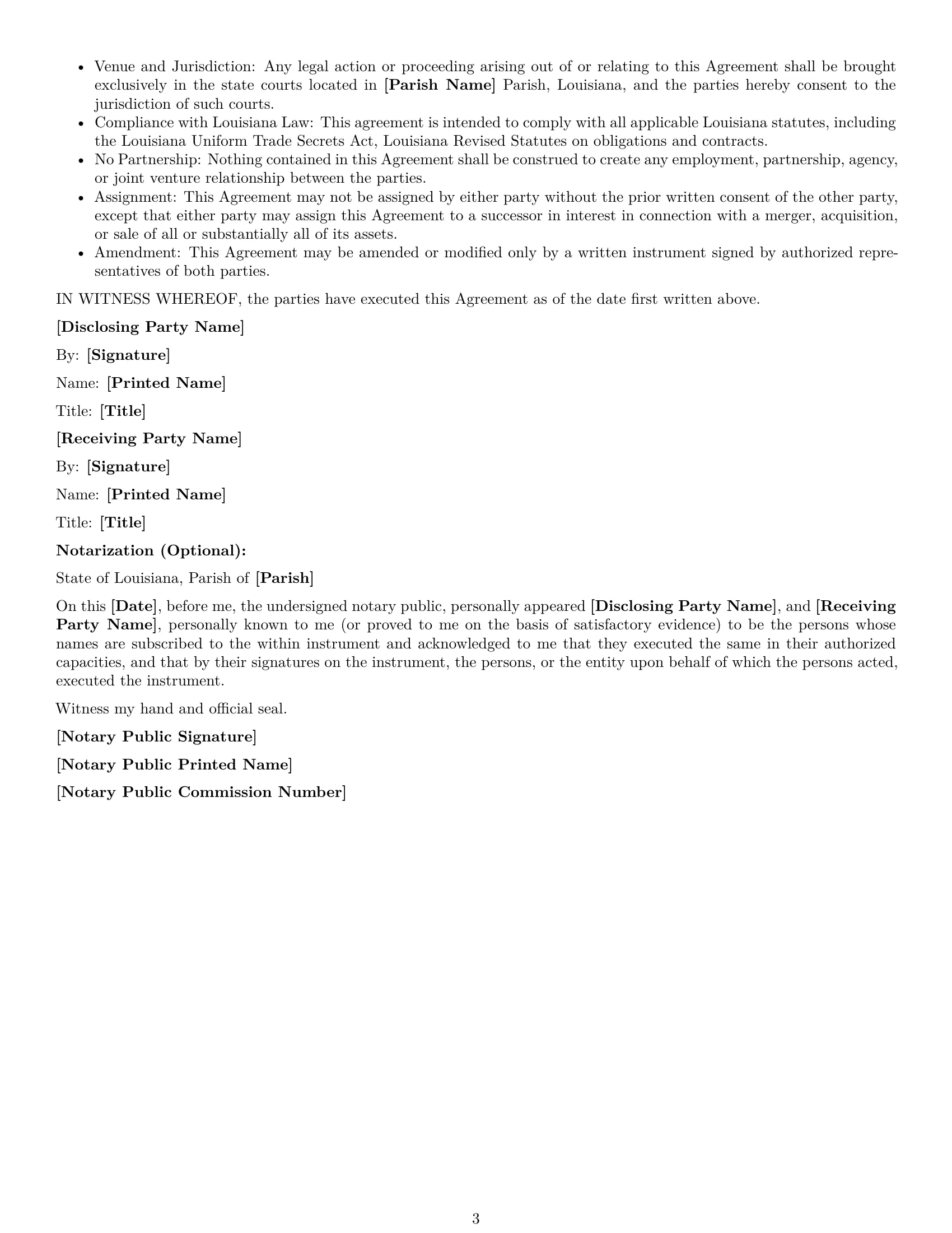 Preview page 3 of Free Louisiana mutual nda template