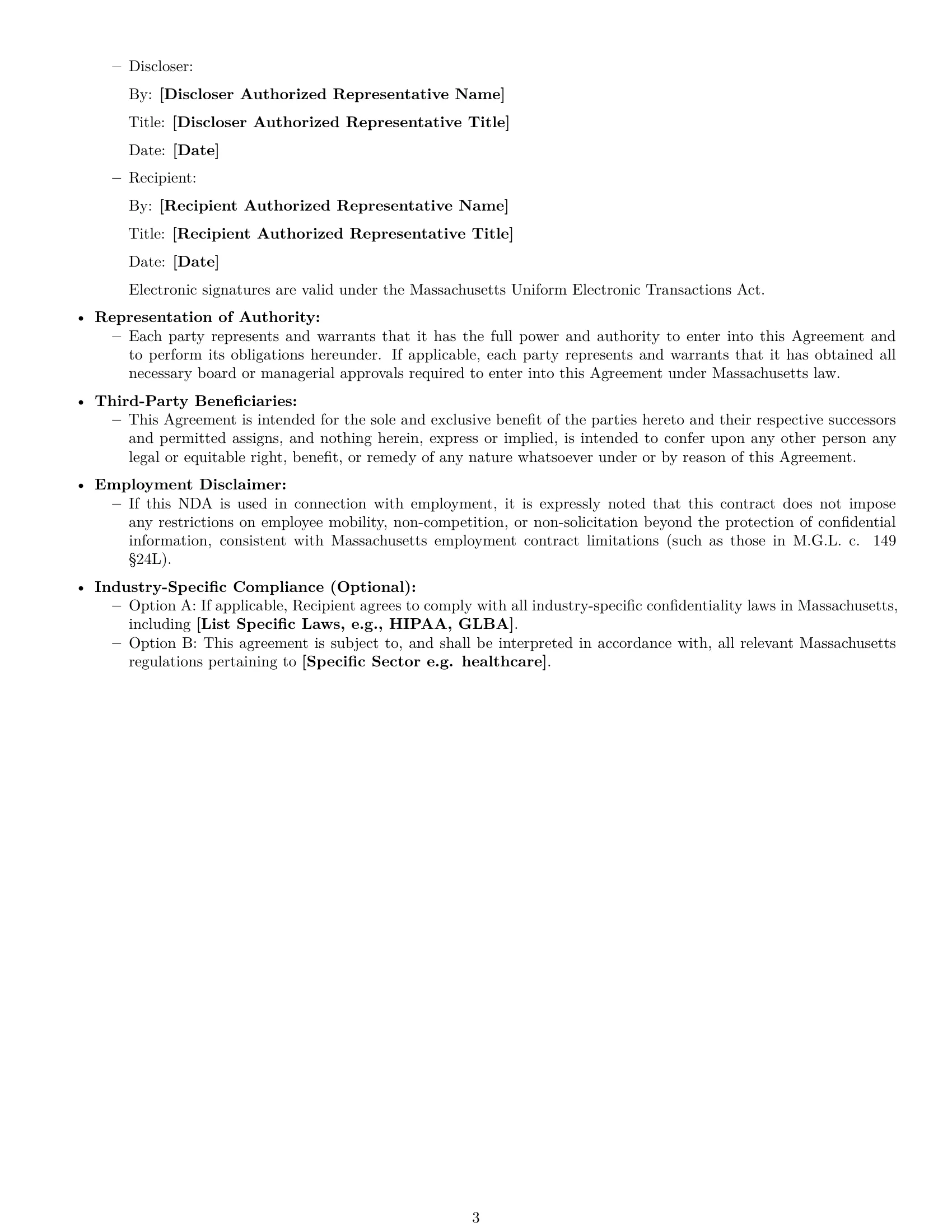 Preview page 3 of Free Massachusetts mutual nda template