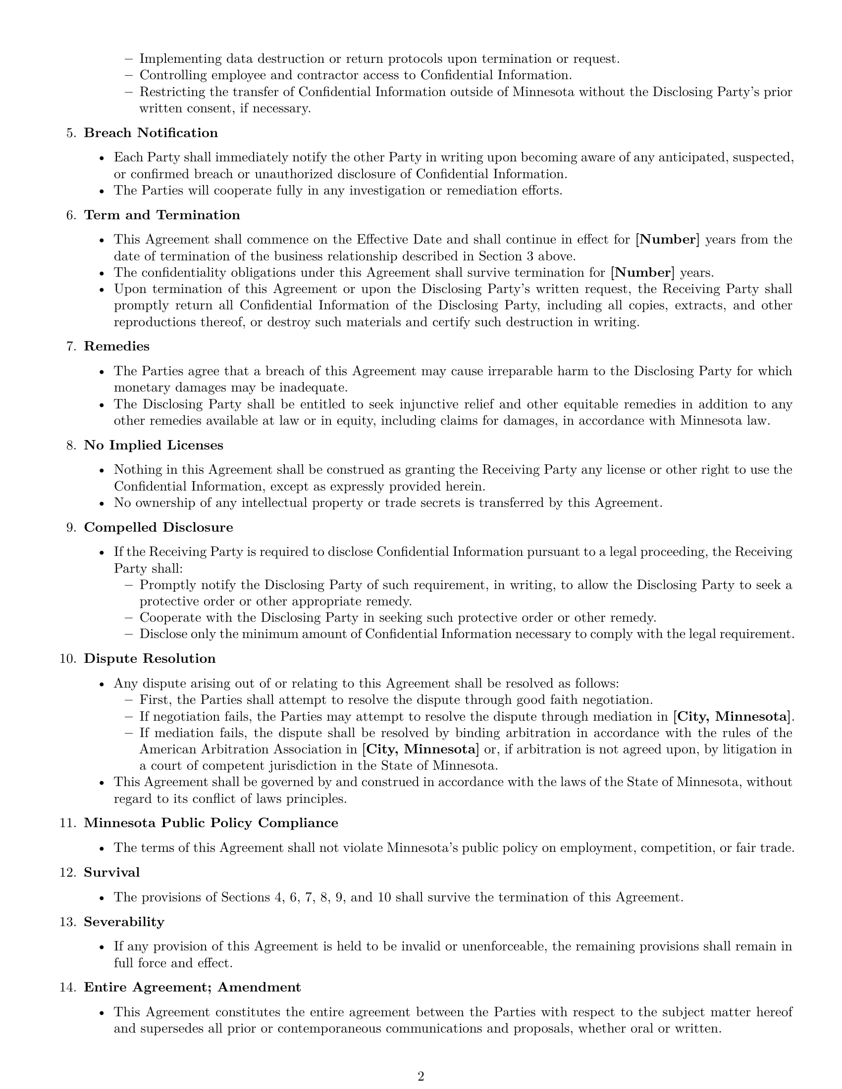 Preview page 2 of Free Minnesota mutual nda template