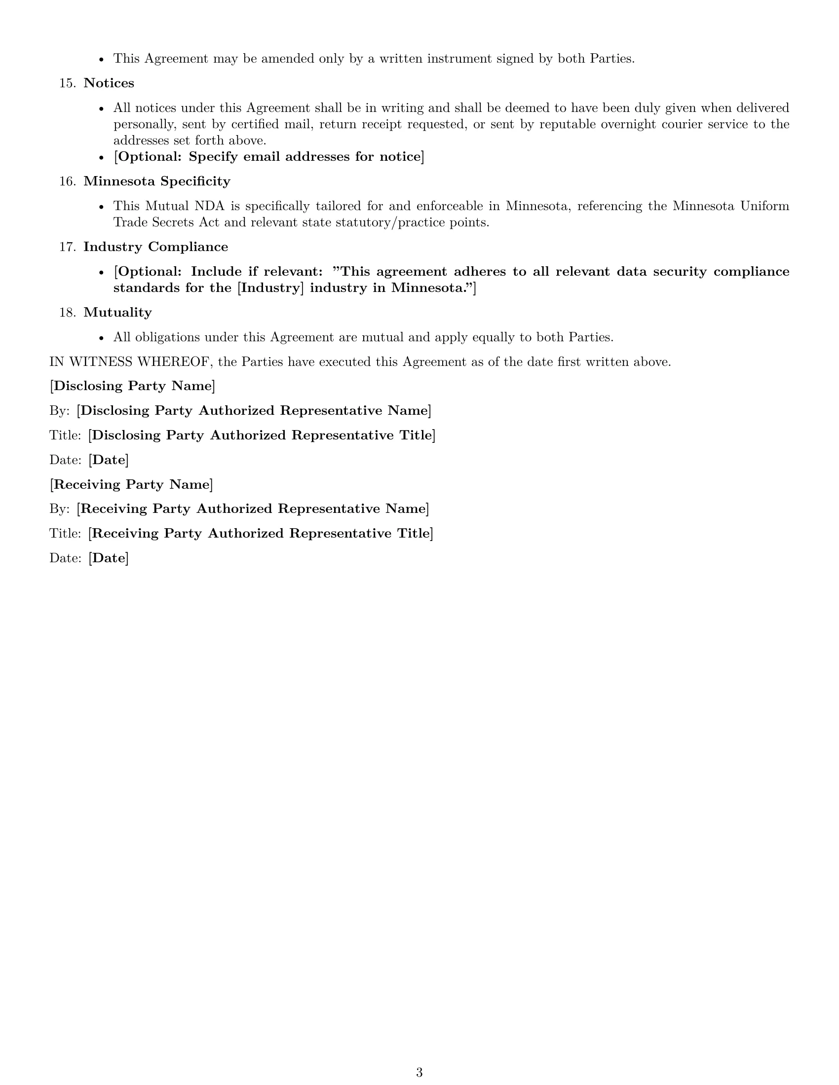 Preview page 3 of Free Minnesota mutual nda template