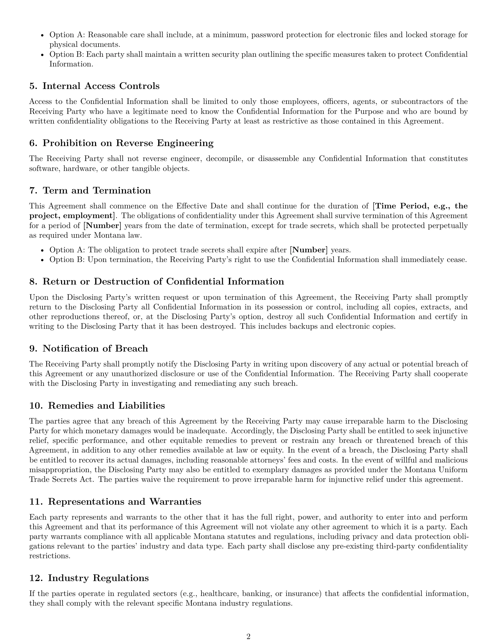 Preview page 2 of Free Montana mutual nda template