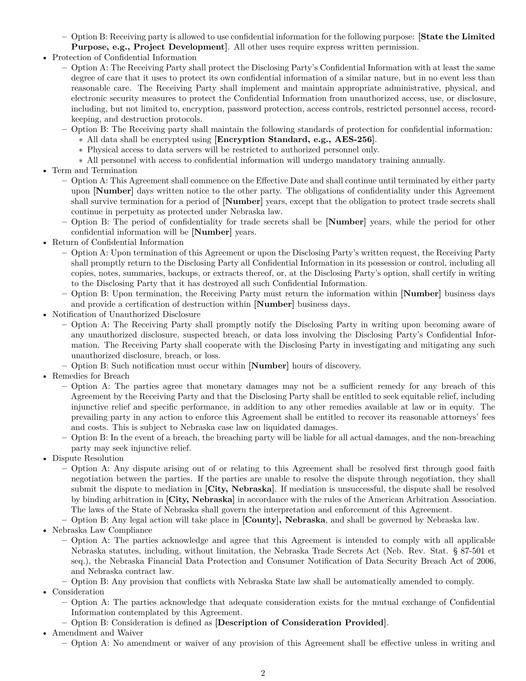 Preview page 2 of Free Nebraska mutual nda template