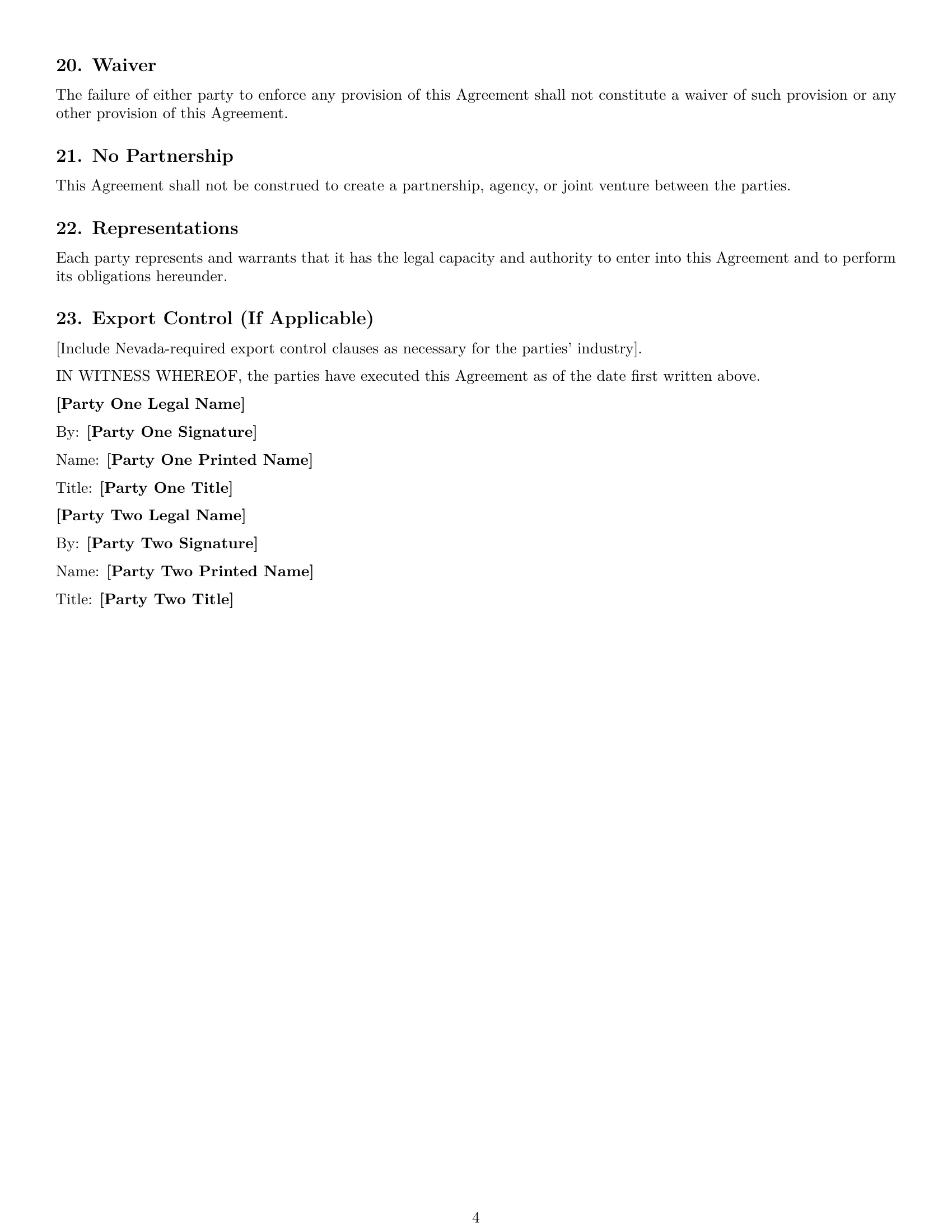 Preview page 4 of Free Nevada mutual nda template