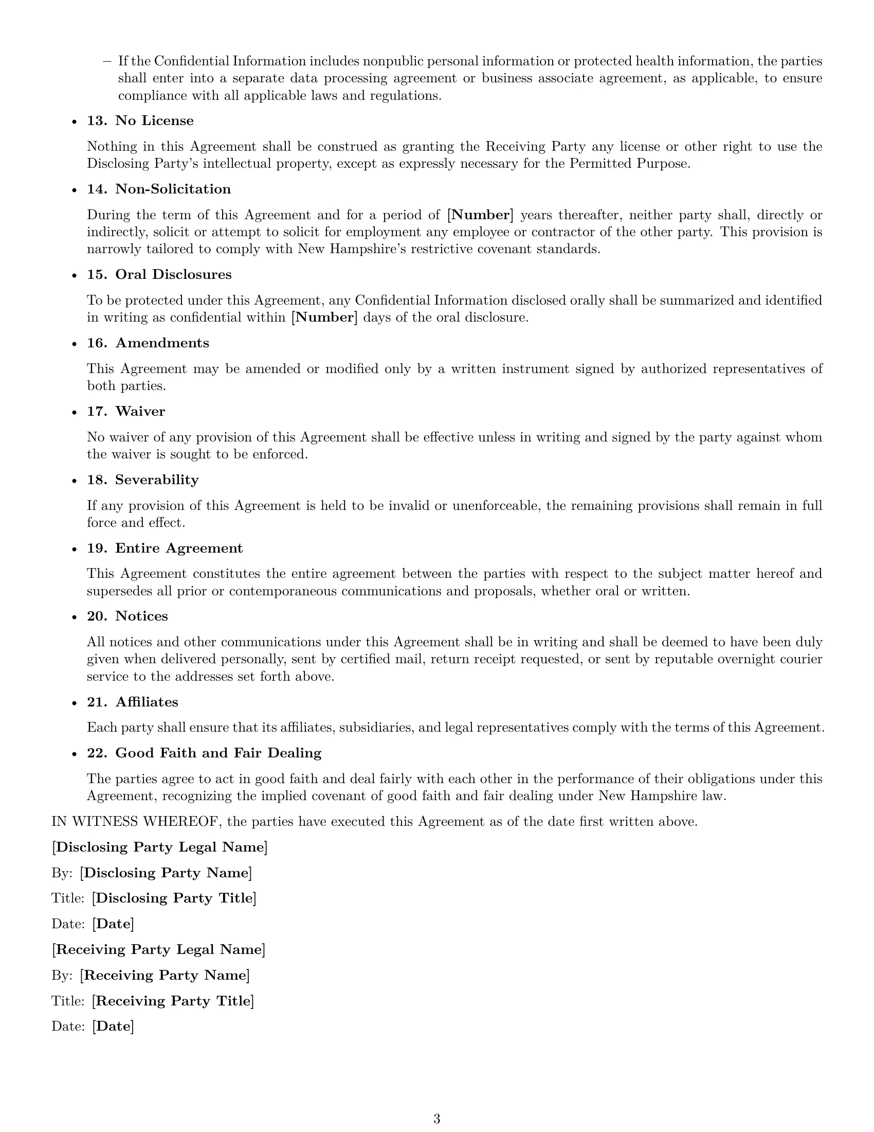 Preview page 3 of Free New Hampshire mutual nda template
