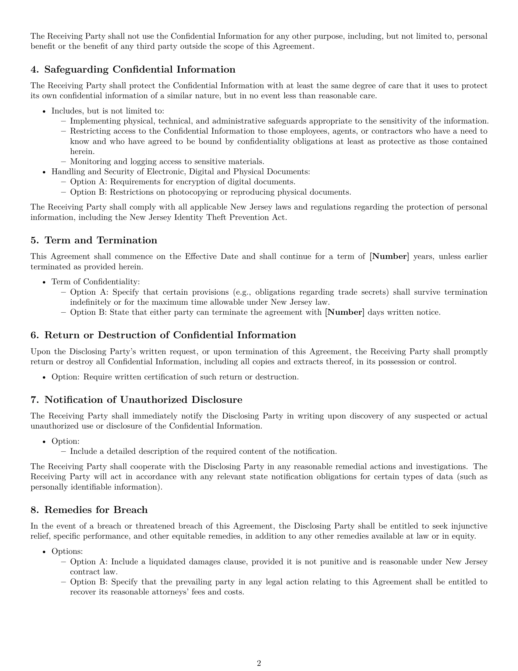 Preview page 2 of Free New Jersey mutual nda template