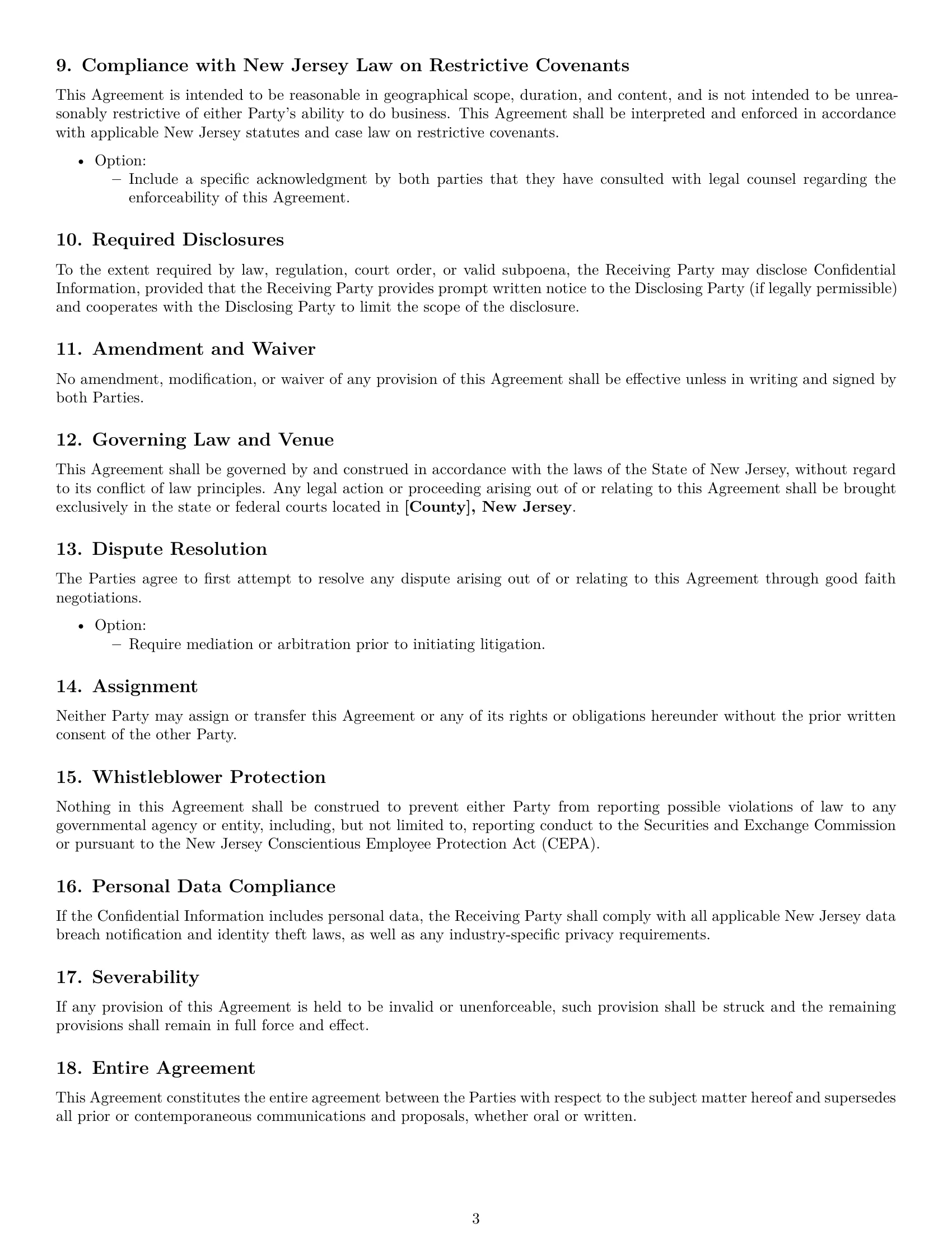 Preview page 3 of Free New Jersey mutual nda template