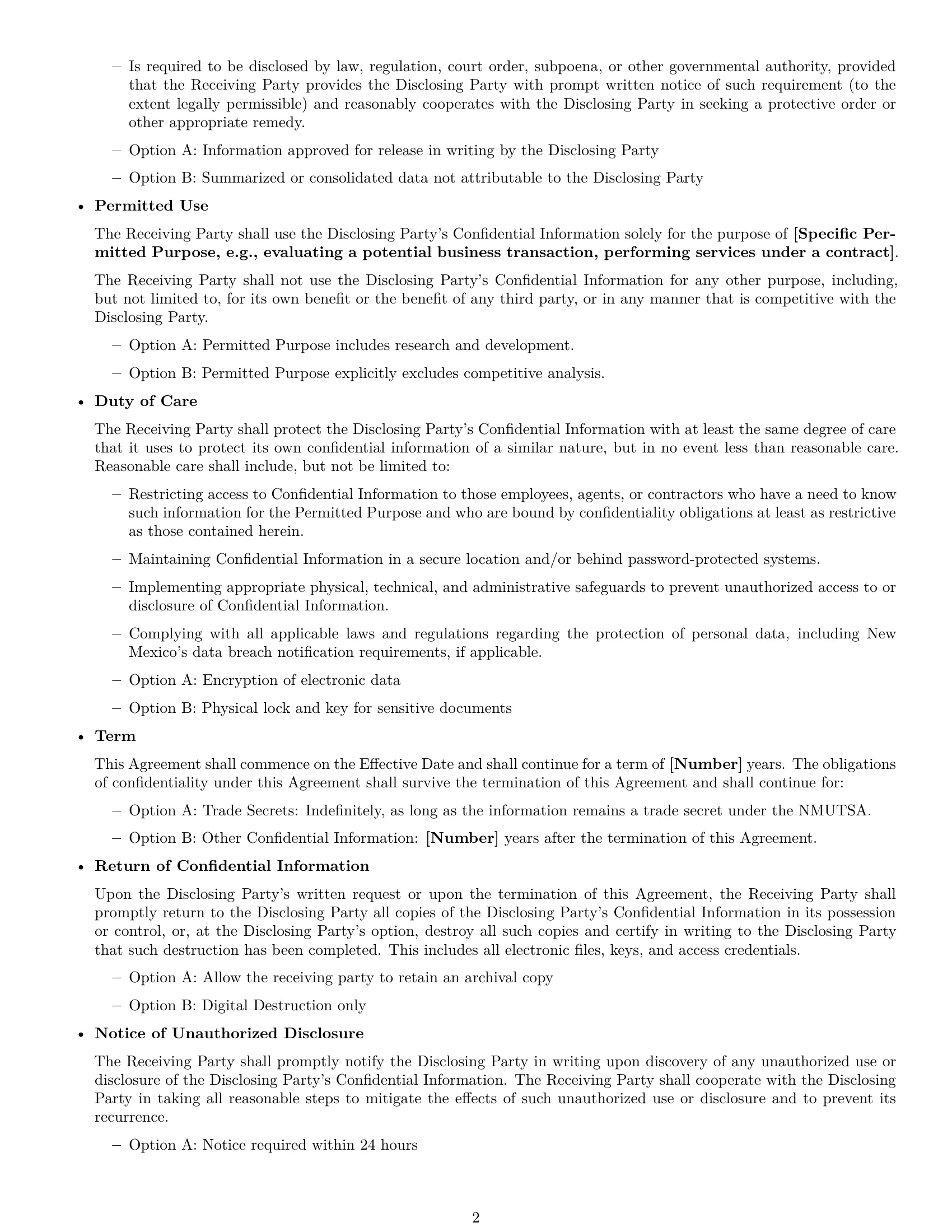 Preview page 2 of Free New Mexico mutual nda template