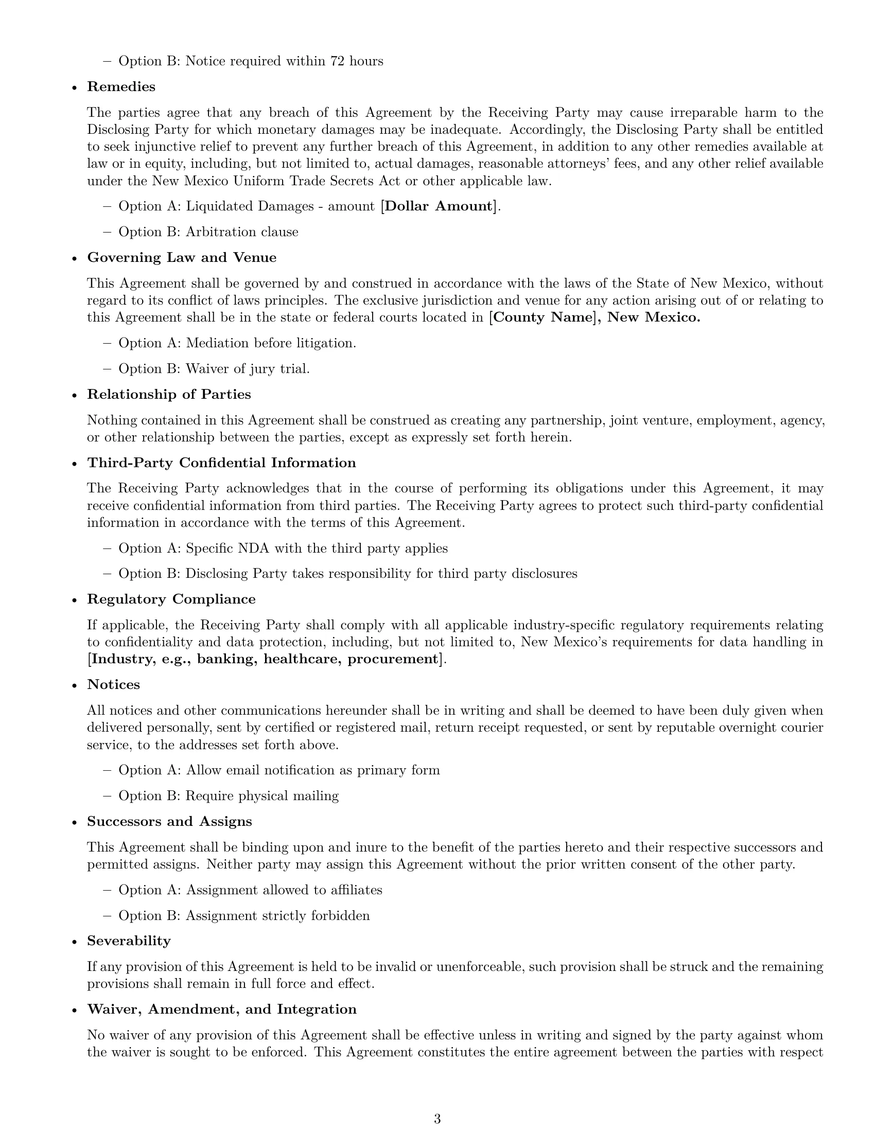 Preview page 3 of Free New Mexico mutual nda template