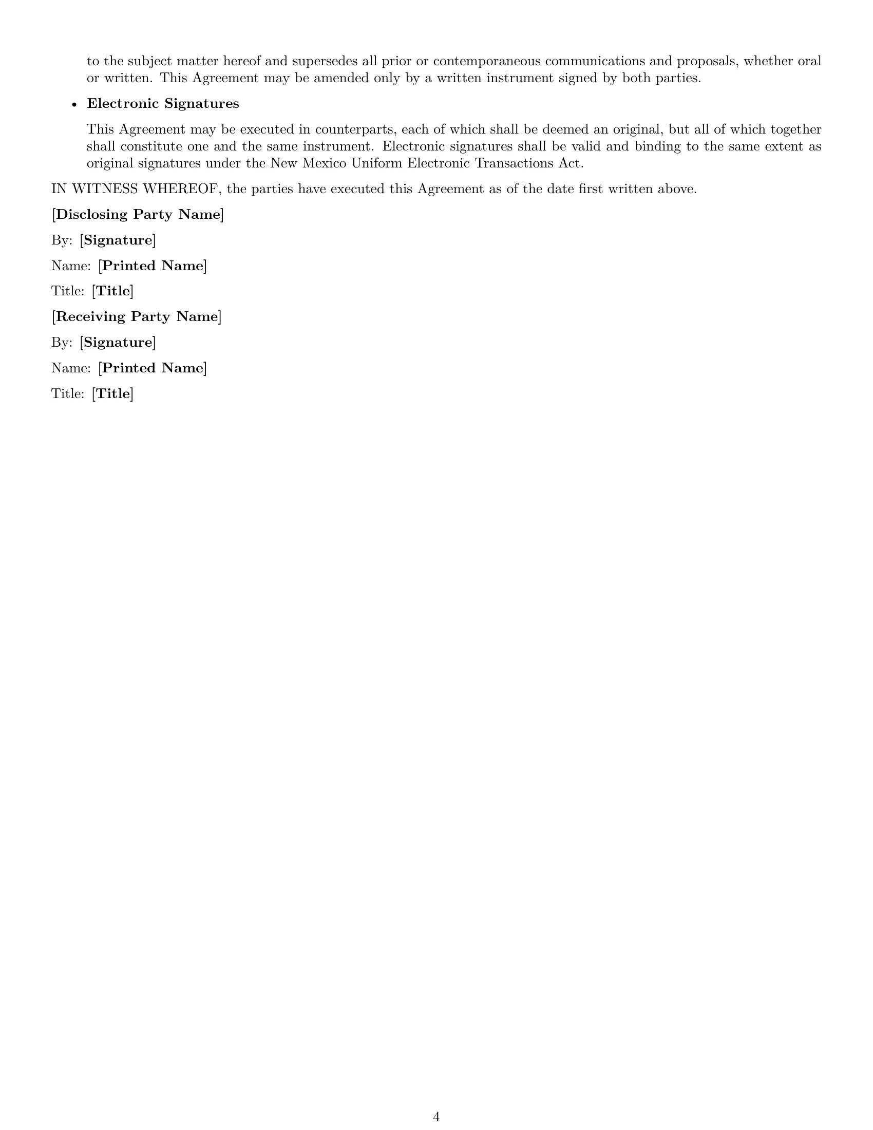 Preview page 4 of Free New Mexico mutual nda template