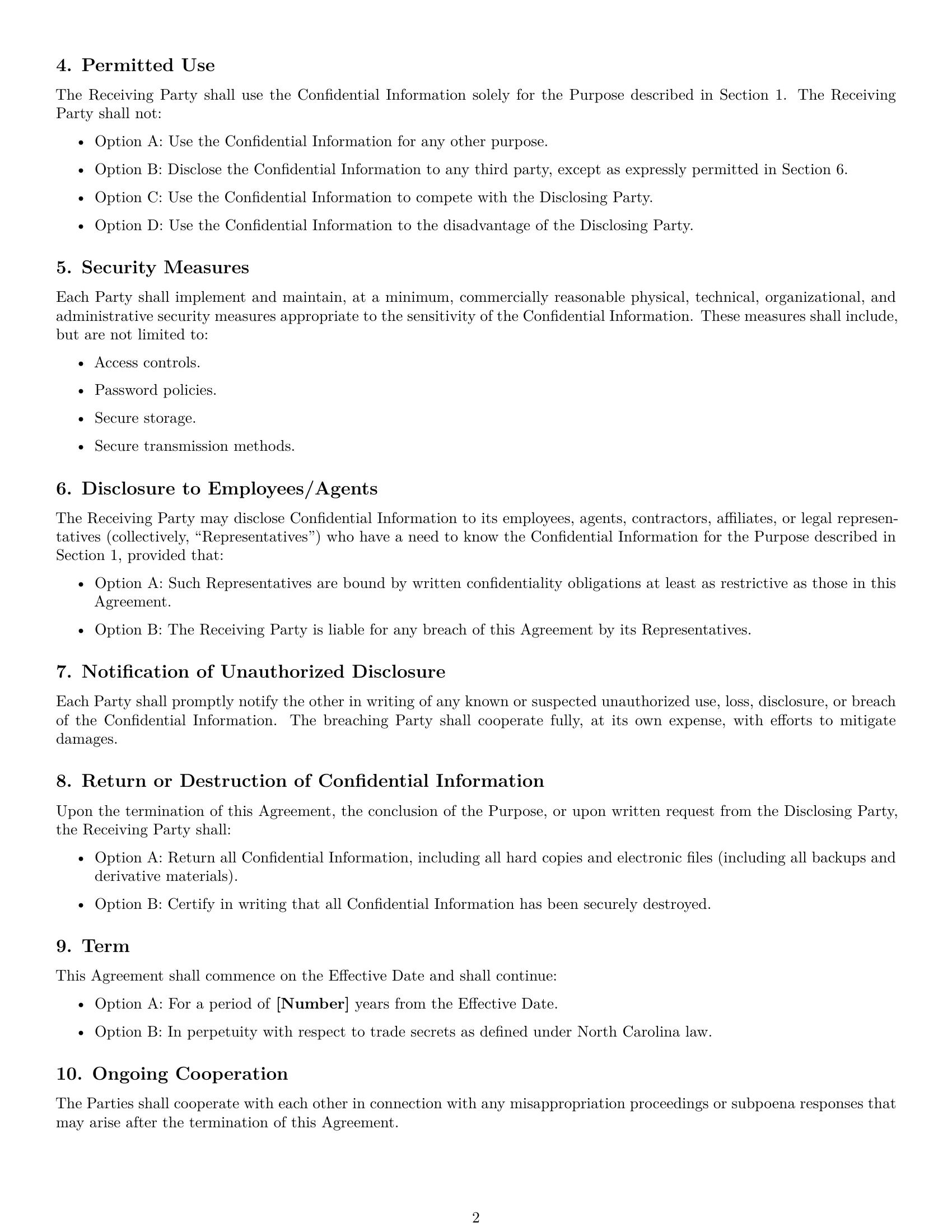 Preview page 2 of Free North Carolina mutual nda template