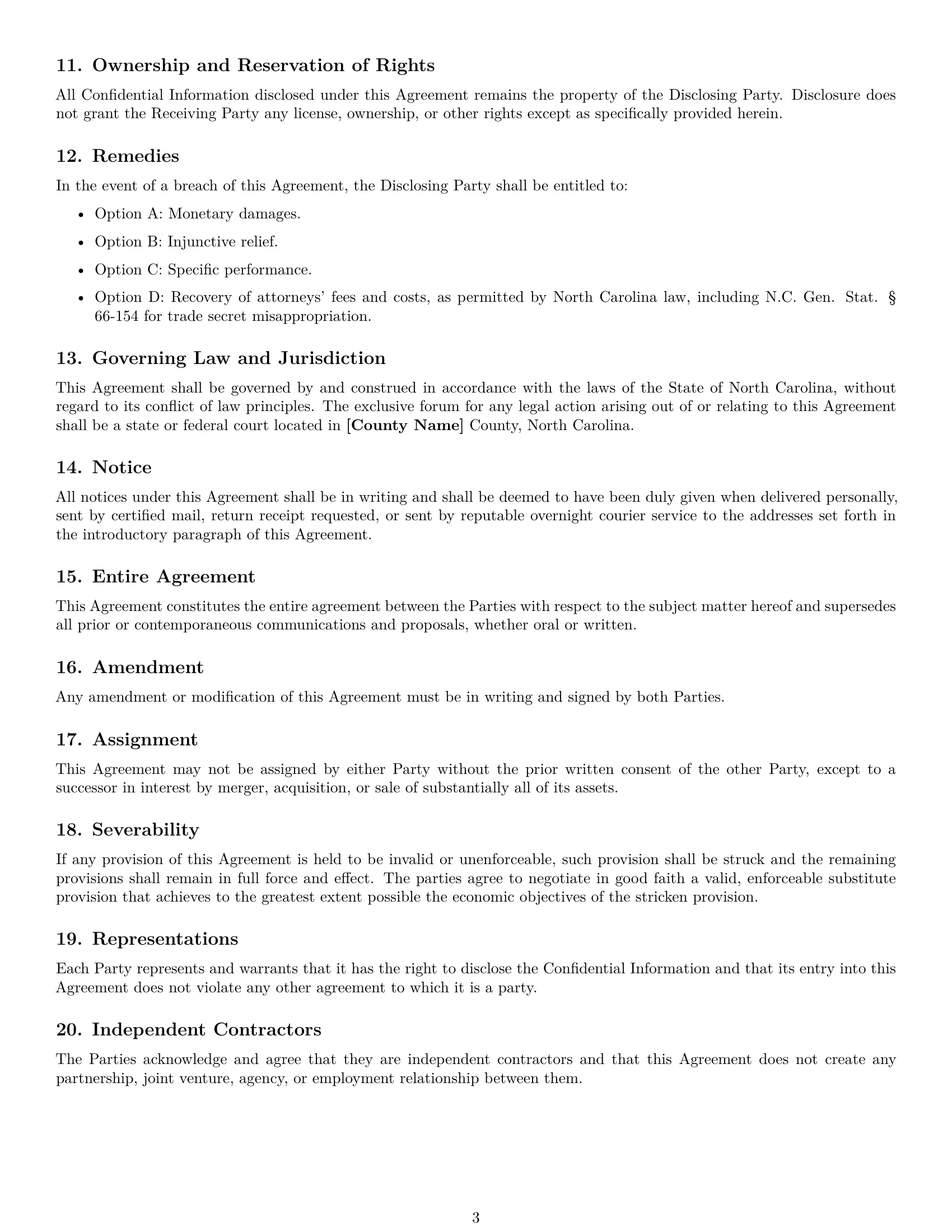 Preview page 3 of Free North Carolina mutual nda template