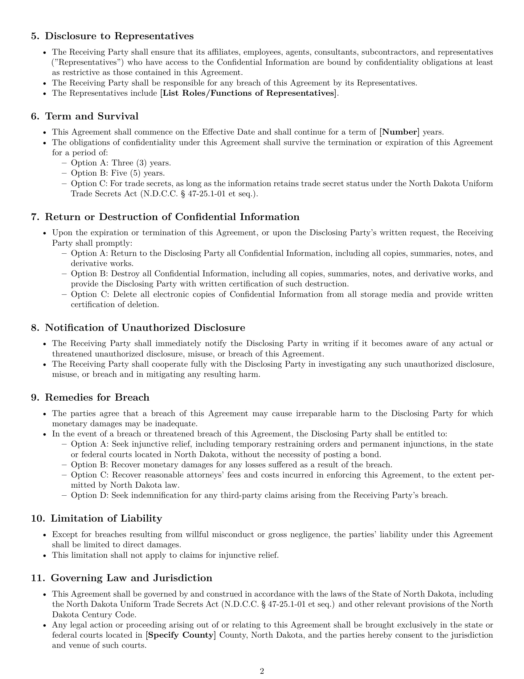 Preview page 2 of Free North Dakota mutual nda template