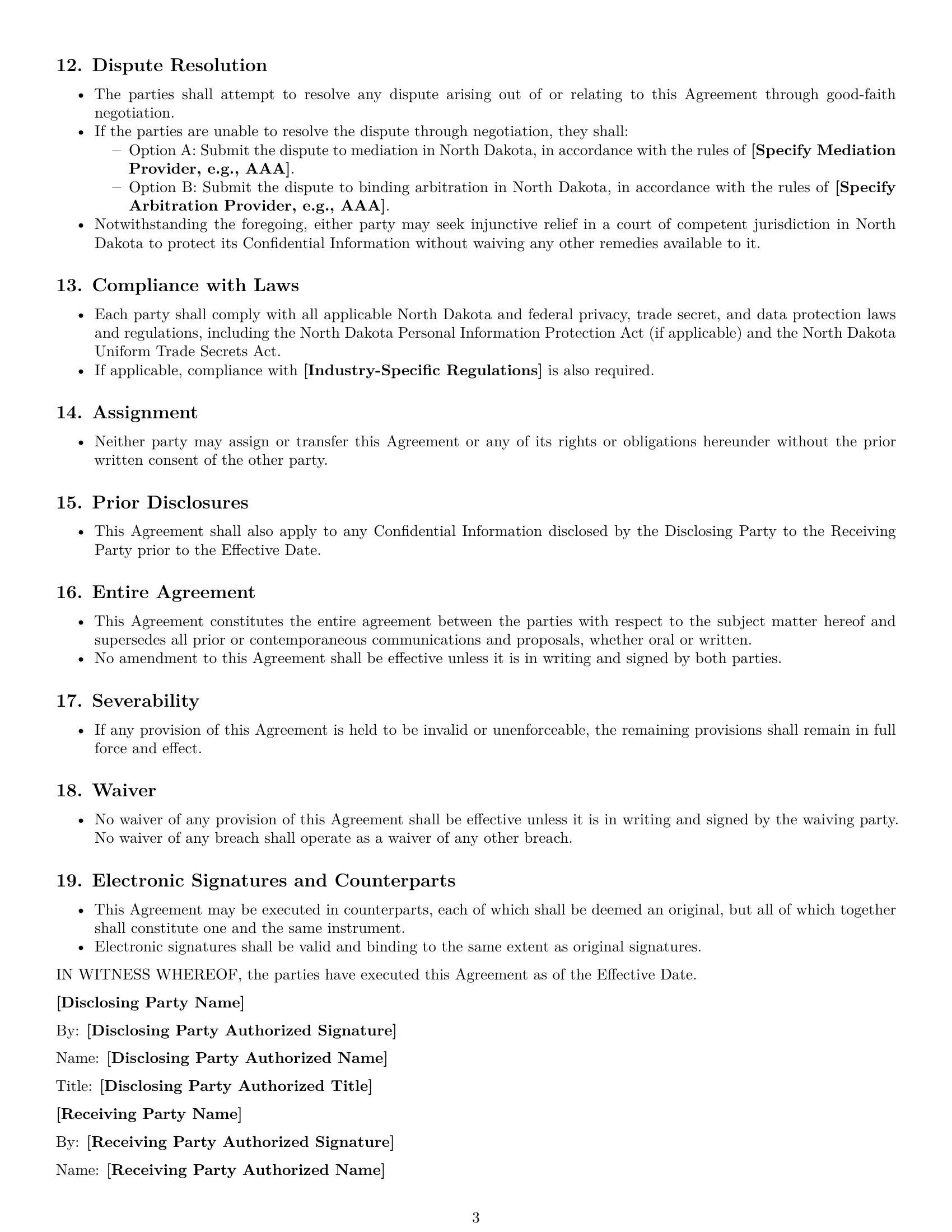 Preview page 3 of Free North Dakota mutual nda template
