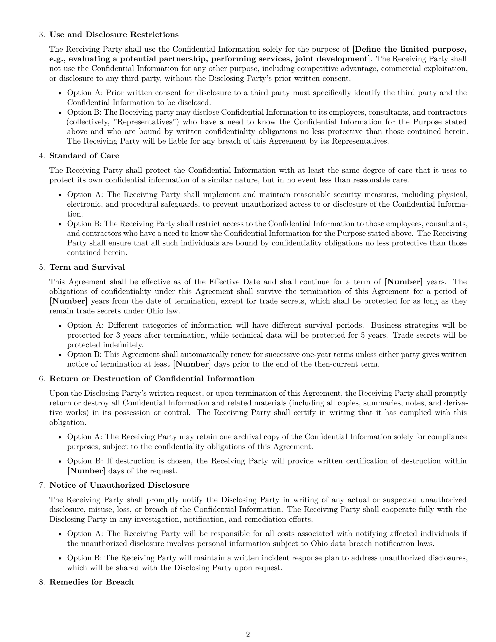 Preview page 2 of Free Ohio mutual nda template