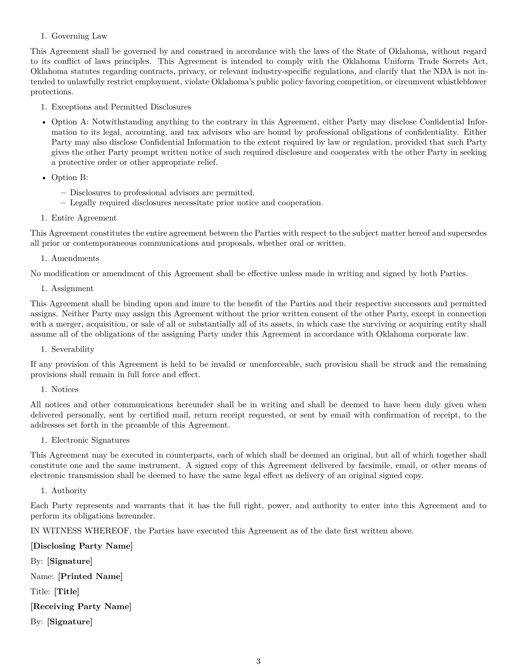 Preview page 3 of Free Oklahoma mutual nda template