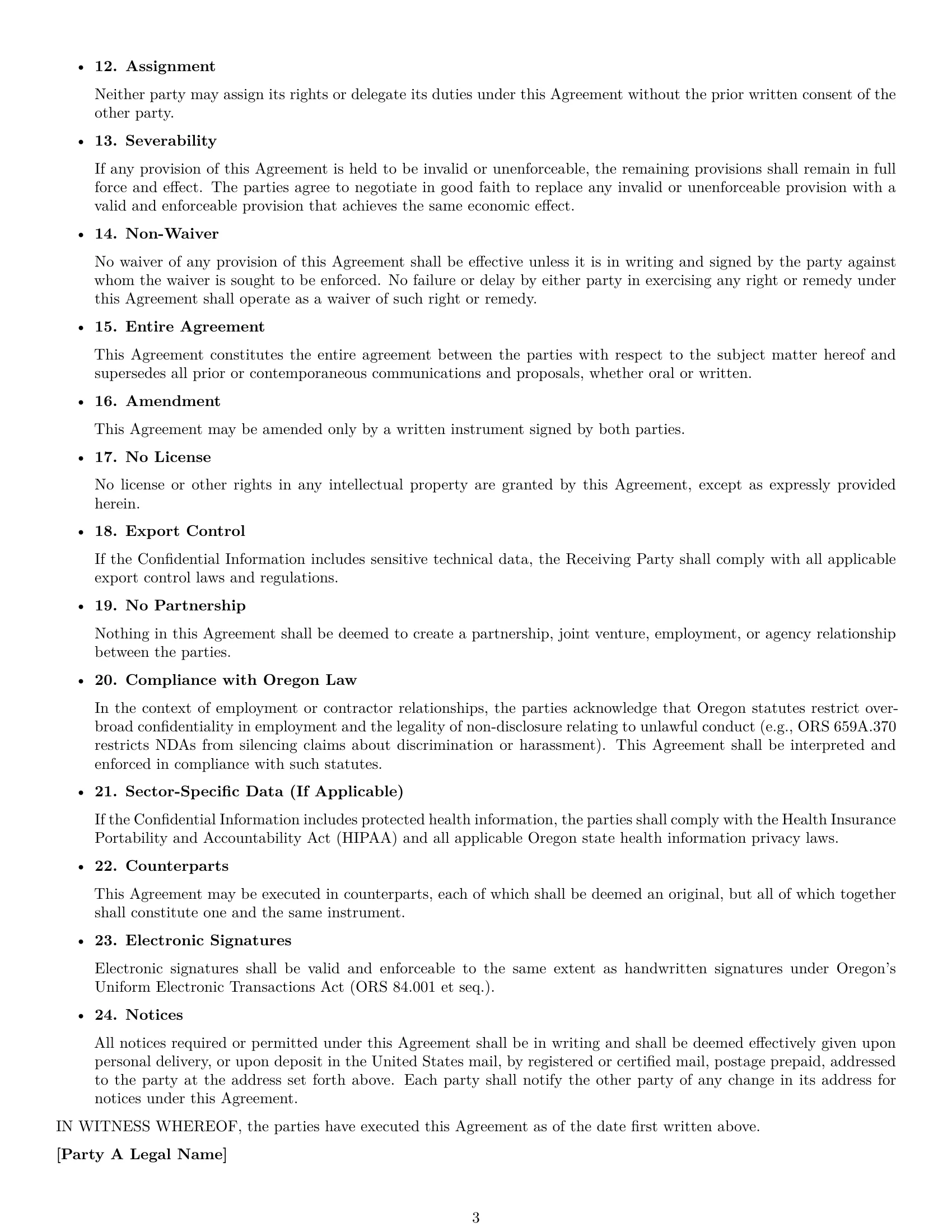 Preview page 3 of Free Oregon mutual nda template