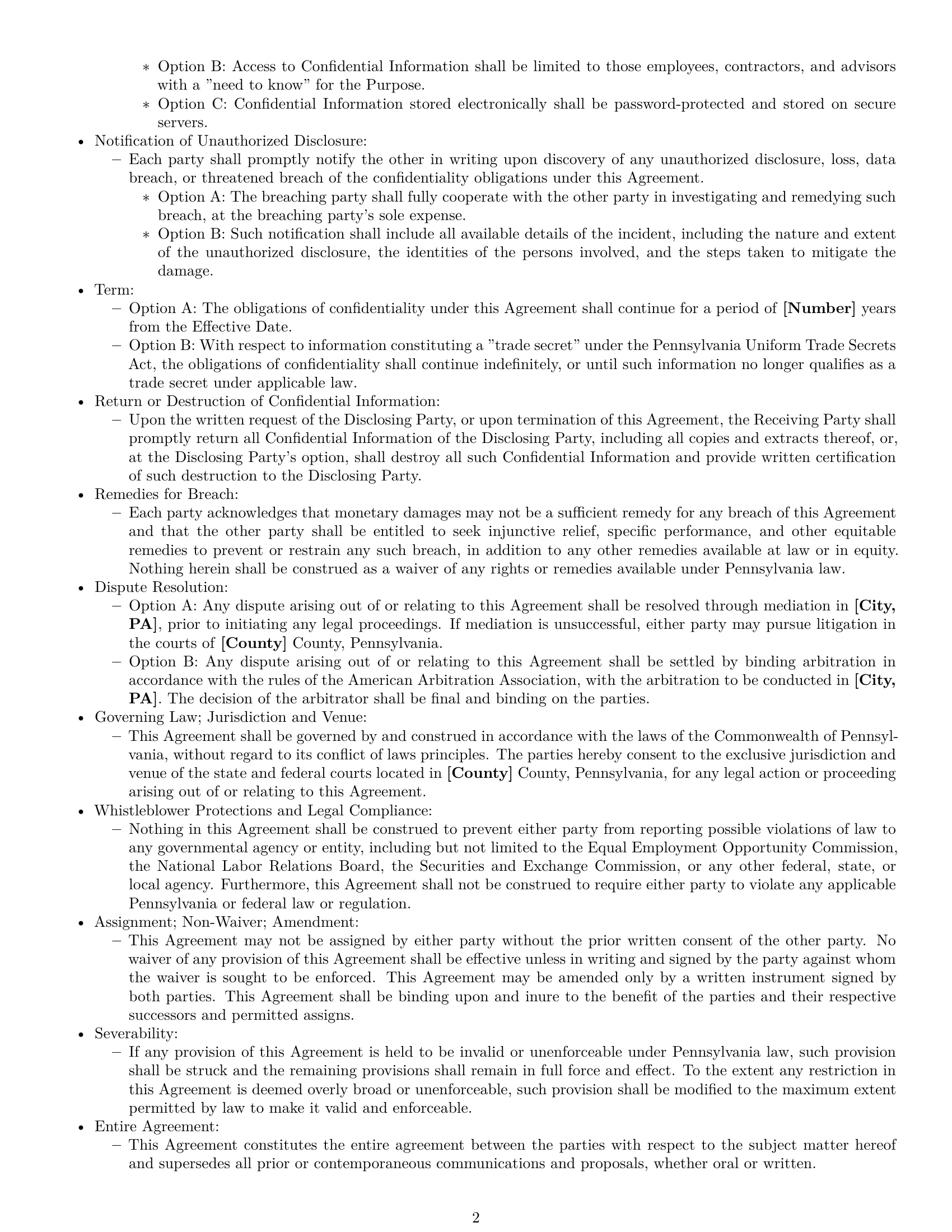 Preview page 2 of Free Pennsylvania mutual nda template