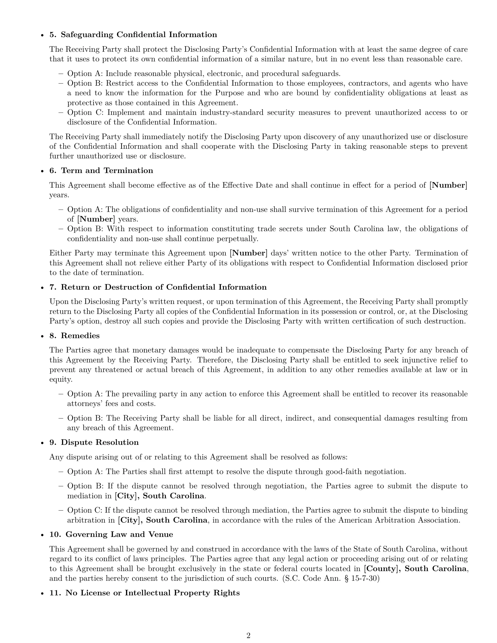 Preview page 2 of Free South Carolina mutual nda template