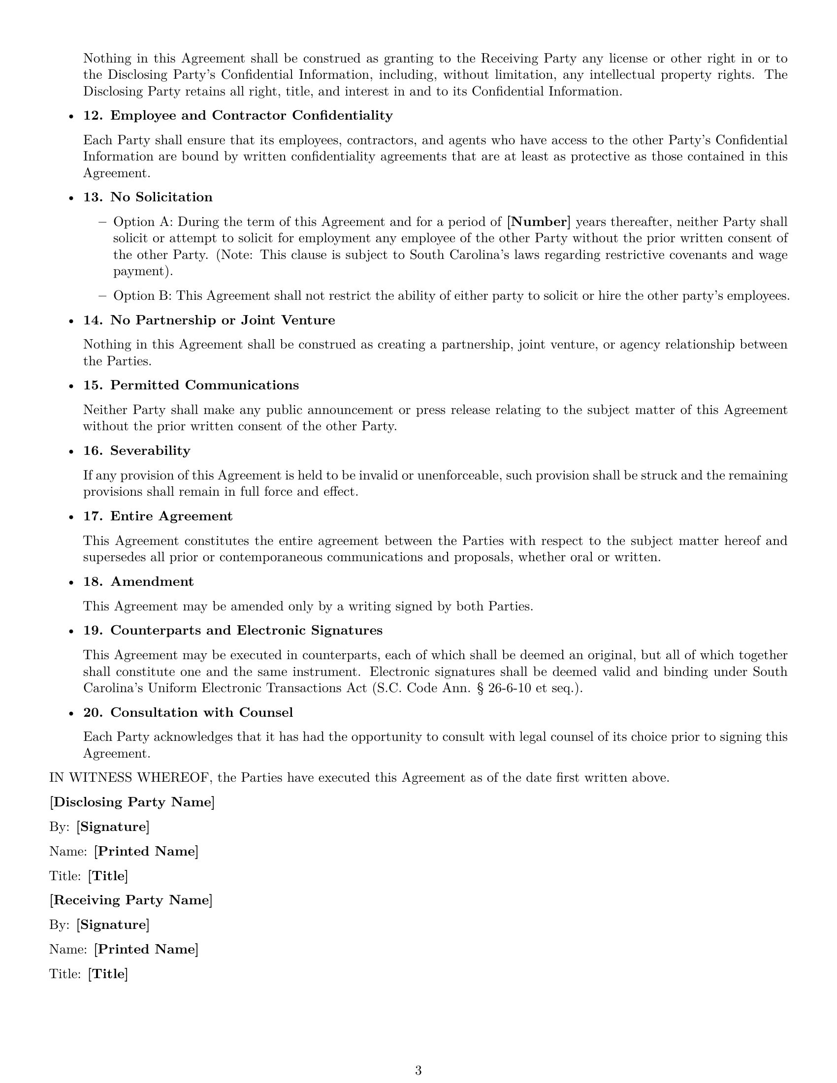 Preview page 3 of Free South Carolina mutual nda template