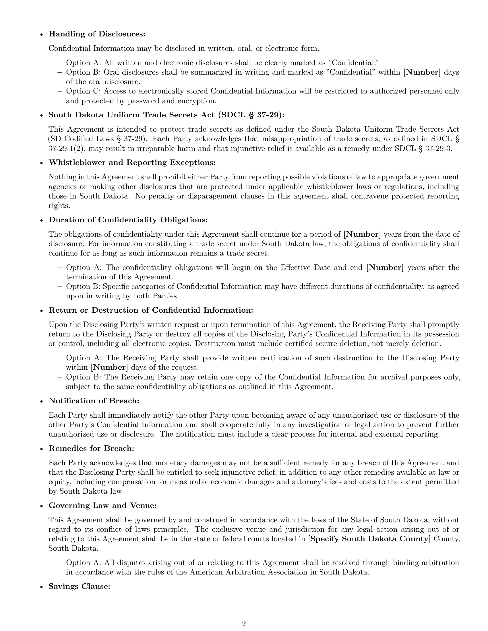 Preview page 2 of Free South Dakota mutual nda template
