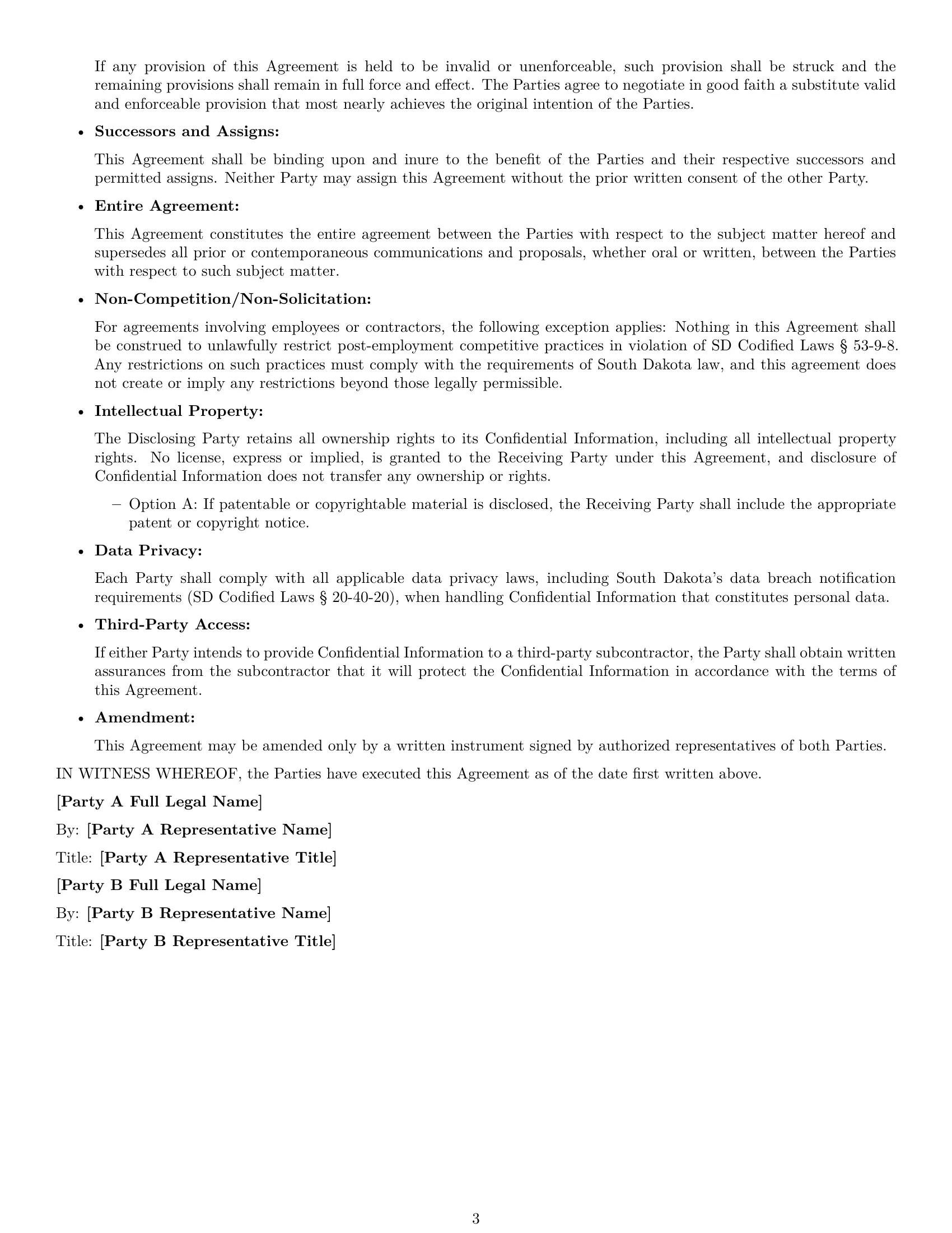 Preview page 3 of Free South Dakota mutual nda template