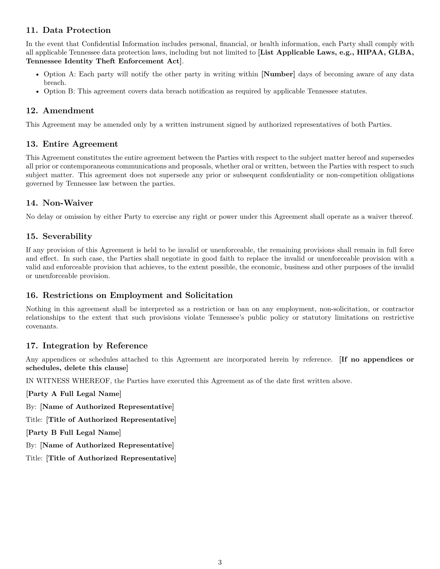Preview page 3 of Free Tennessee mutual nda template