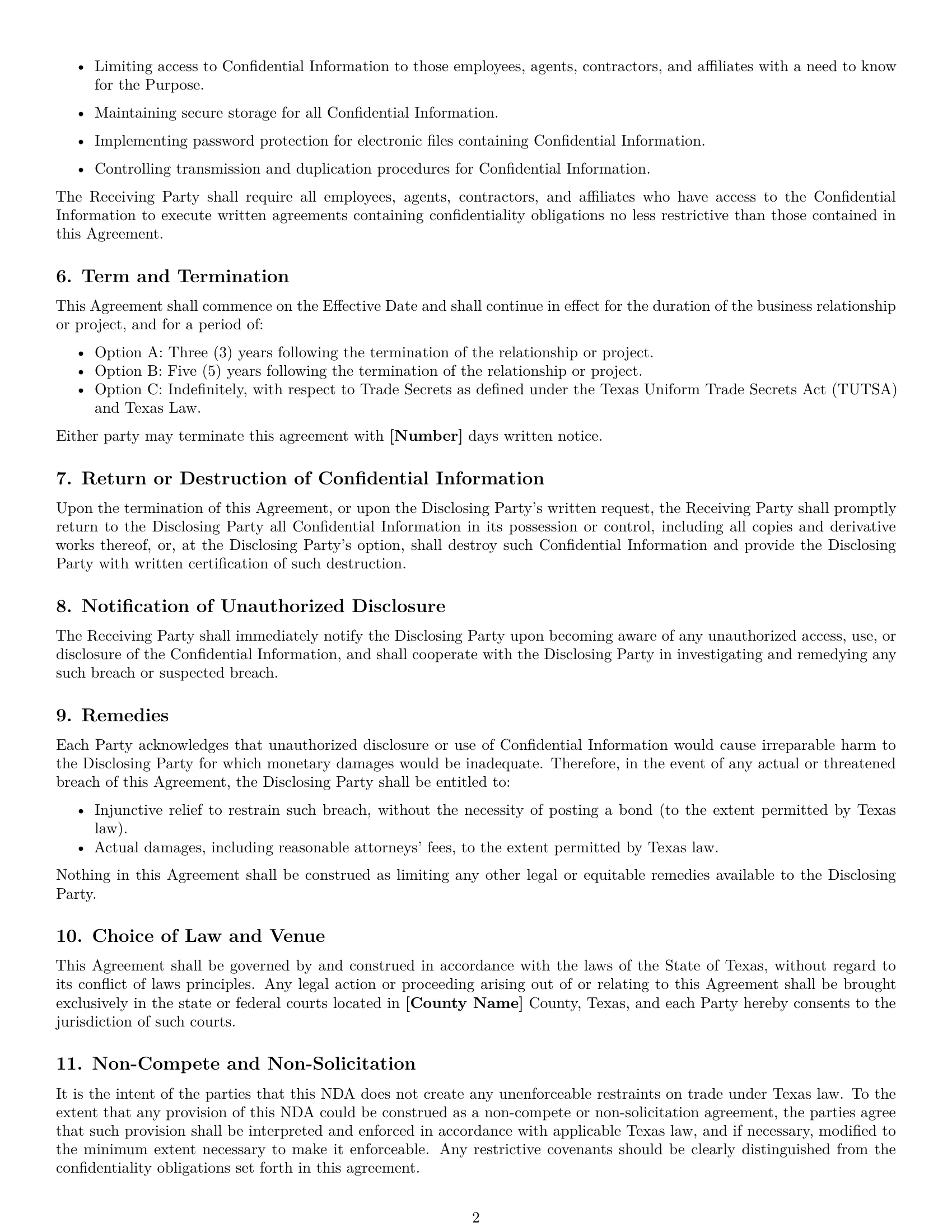Preview page 2 of Free Texas mutual nda template