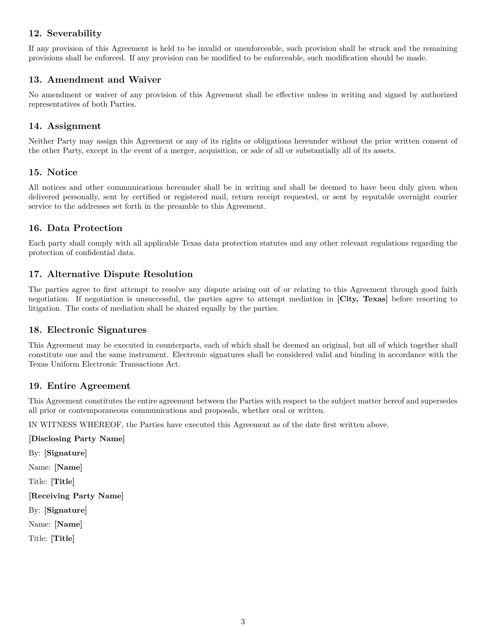Preview page 3 of Free Texas mutual nda template