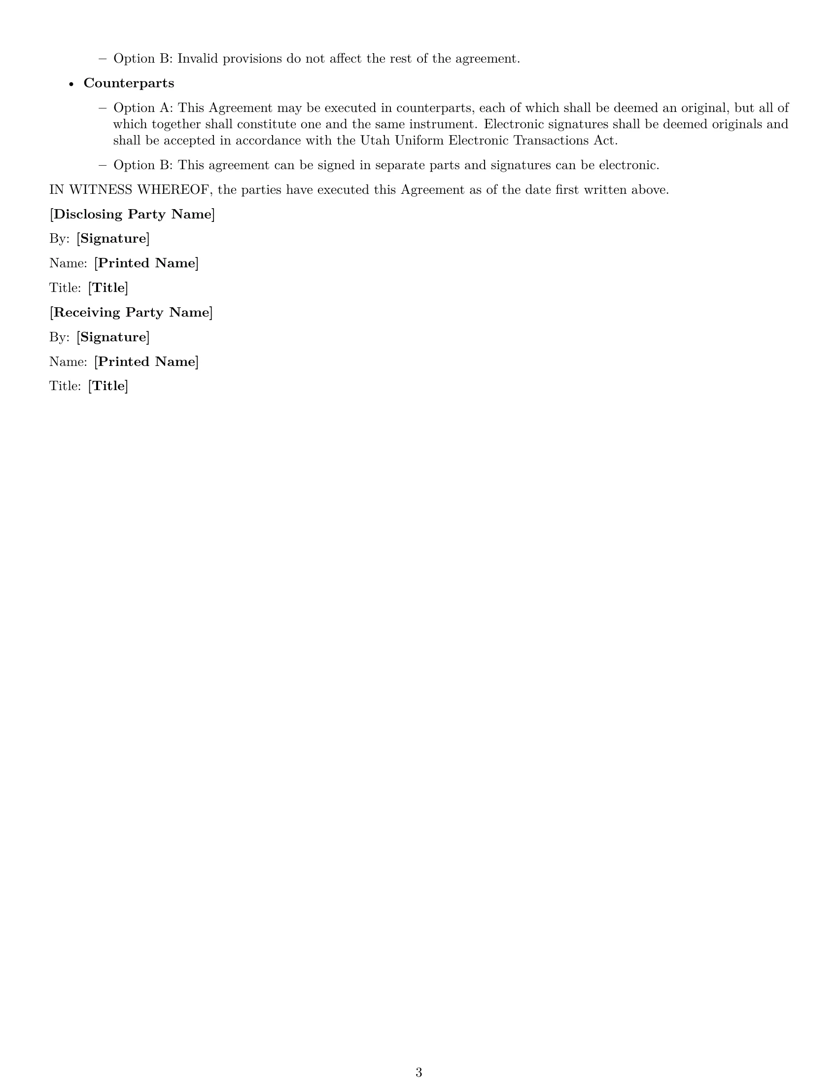 Preview page 3 of Free Utah mutual nda template