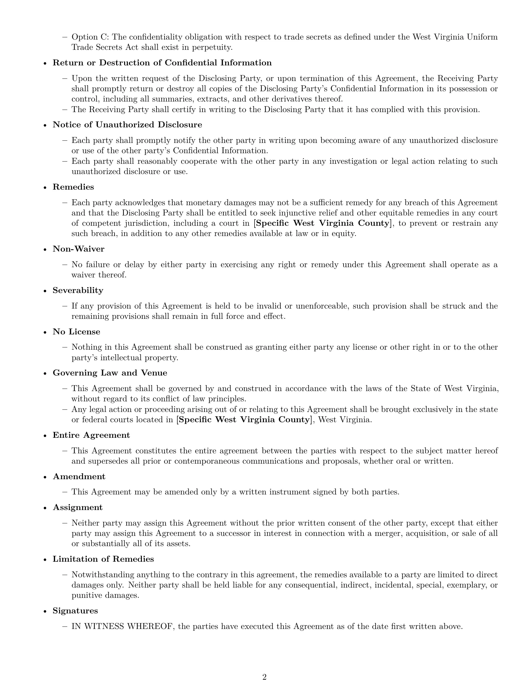 Preview page 2 of Free West Virginia mutual nda template