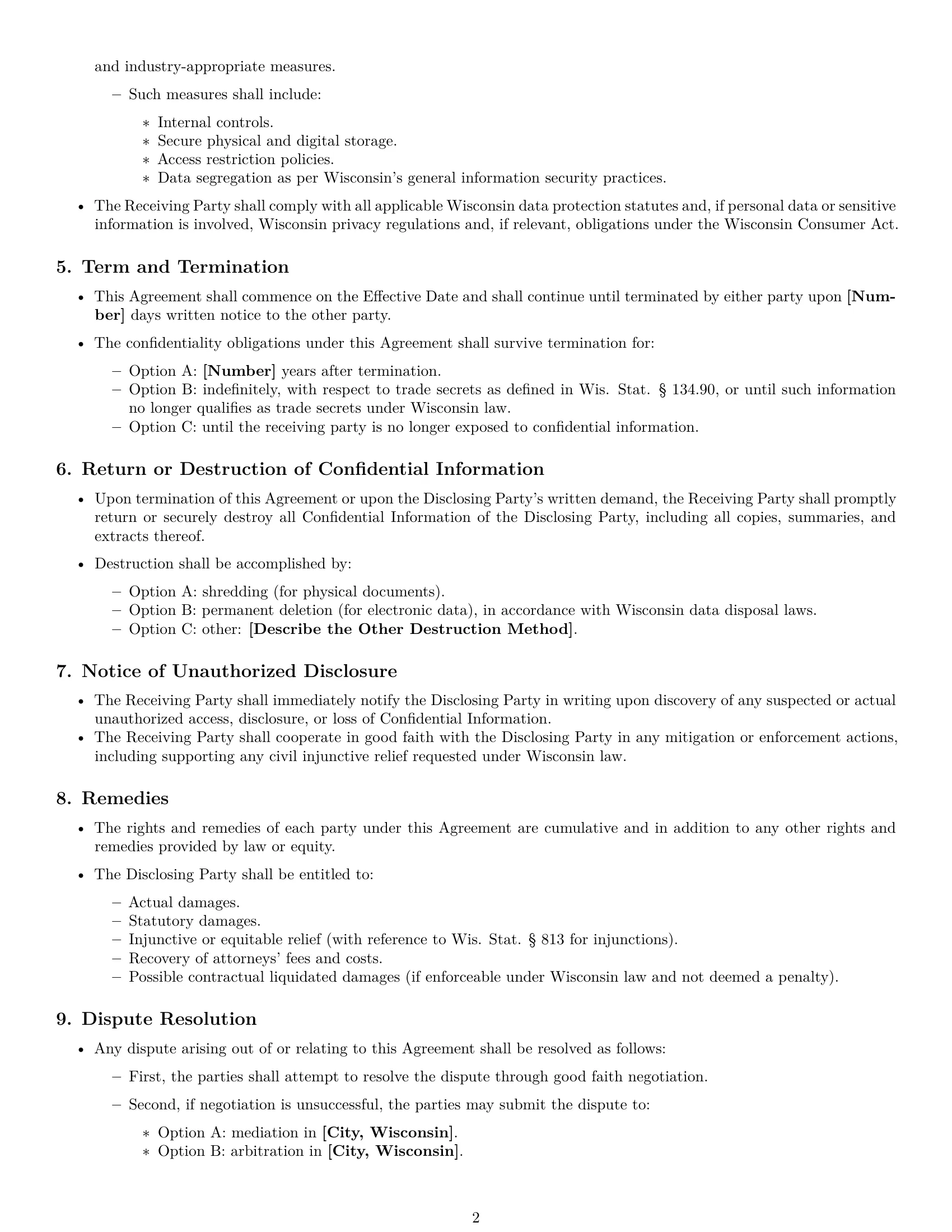 Preview page 2 of Free Wisconsin mutual nda template
