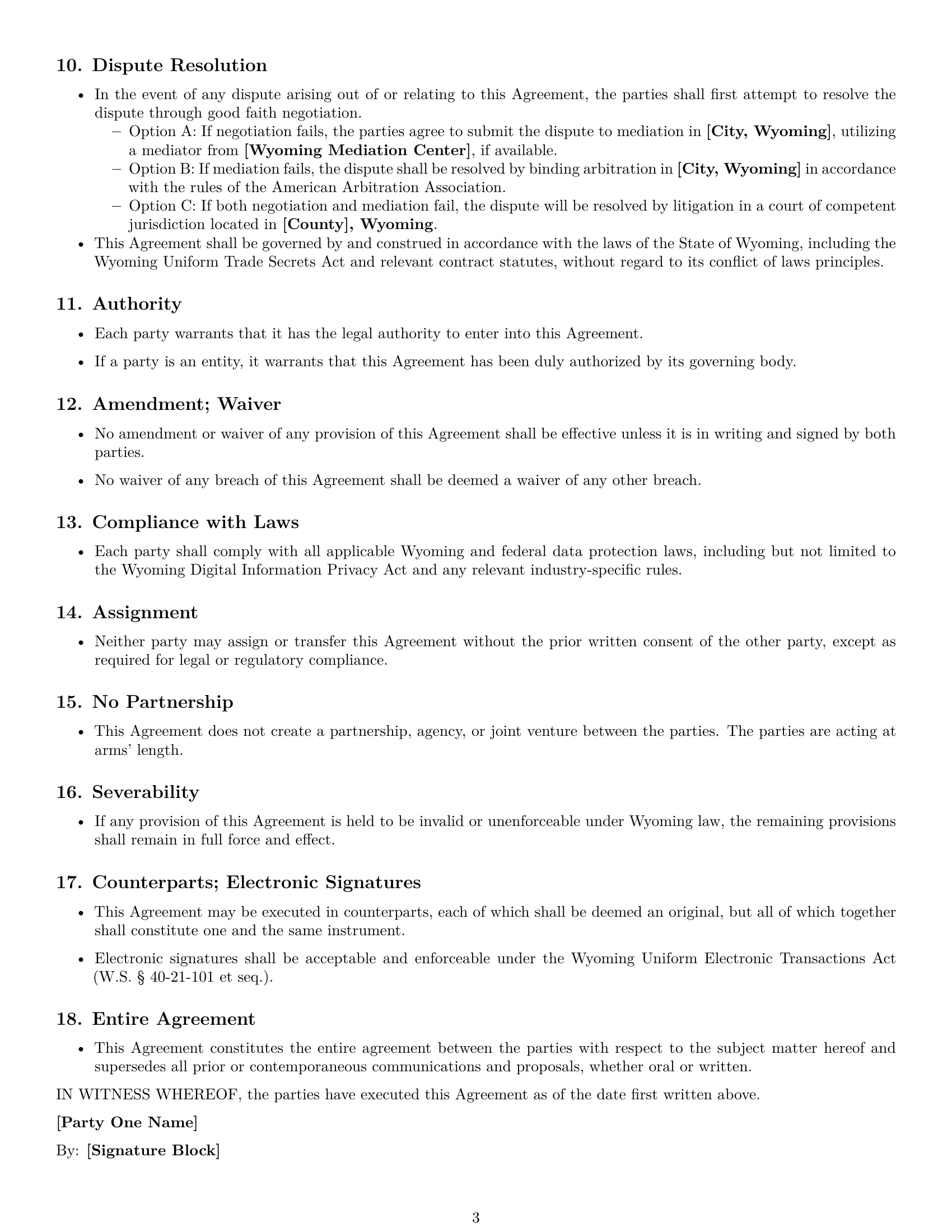 Preview page 3 of Free Wyoming mutual nda template