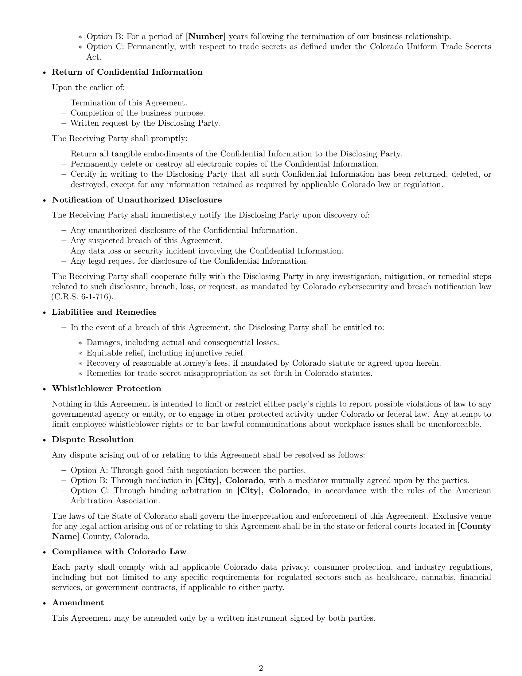 Preview page 2 of Free Colorado mutual nda template