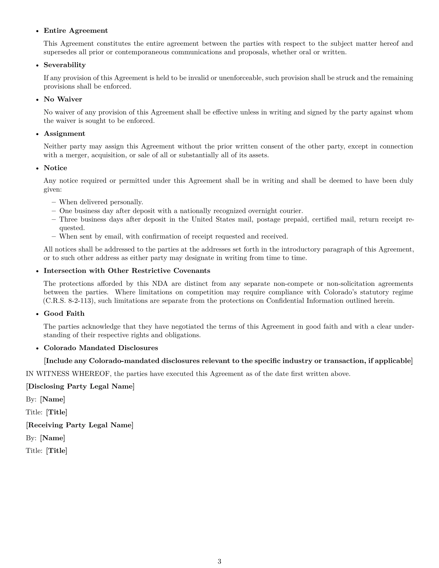 Preview page 3 of Free Colorado mutual nda template
