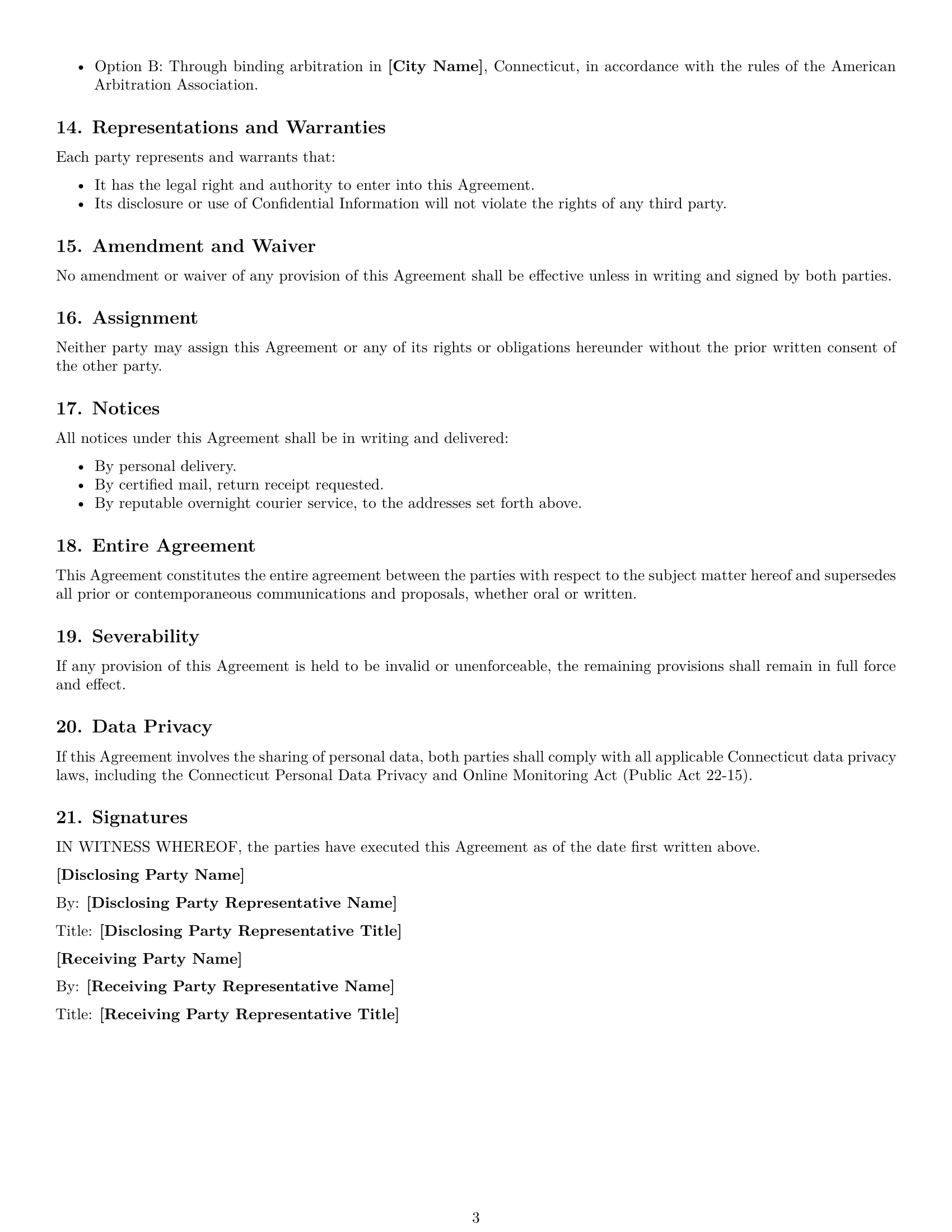 Preview page 3 of Free Connecticut mutual nda template